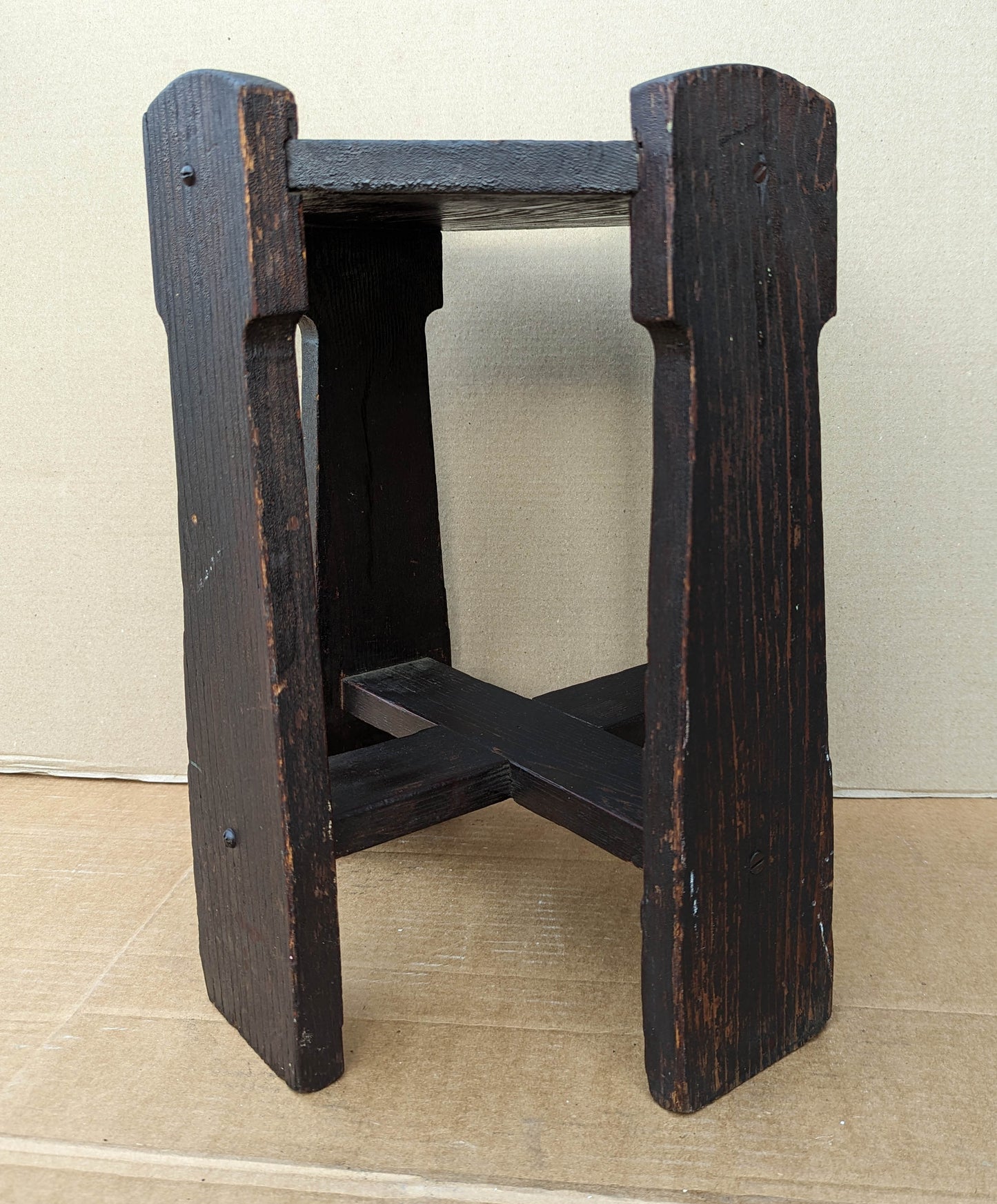 Antique Vintage Old Solid Oak Wood Wooden Octagon Octagonal Lamp End Side Accent Table Plant Stand Stool Chair Arts & Crafts Mission Style