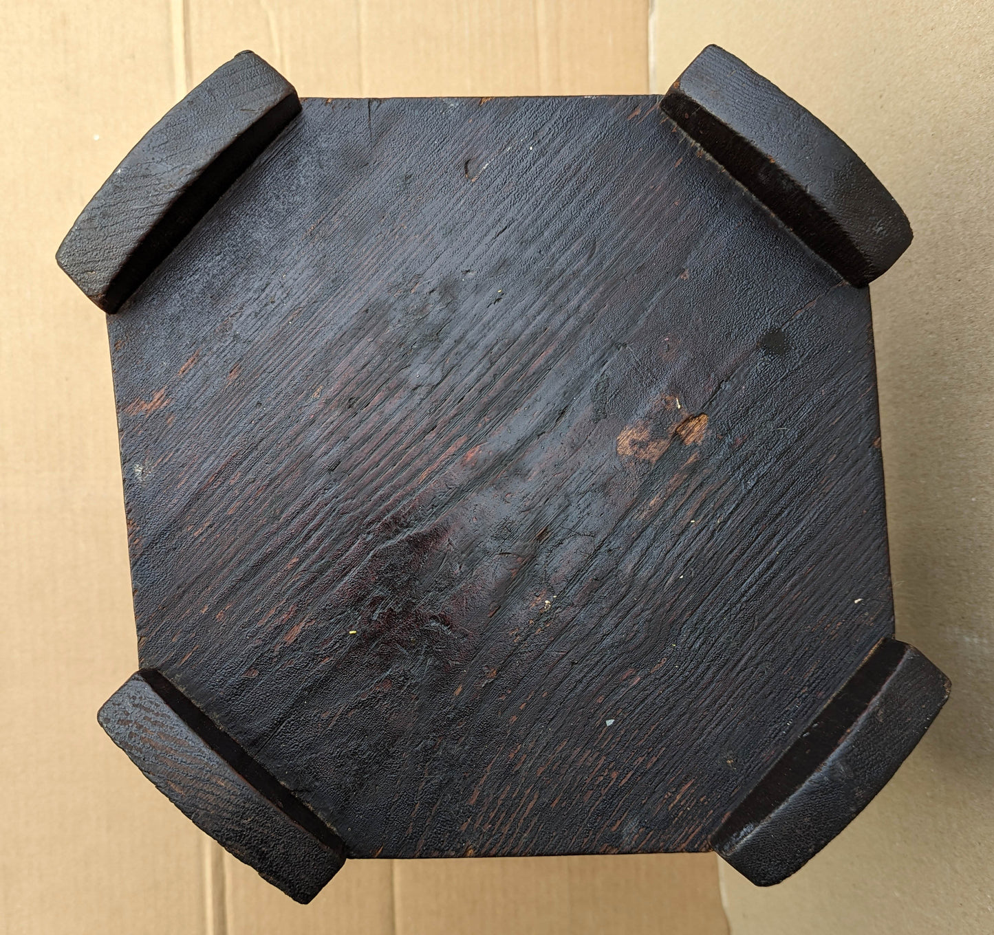 Antique Vintage Old Solid Oak Wood Wooden Octagon Octagonal Lamp End Side Accent Table Plant Stand Stool Chair Arts & Crafts Mission Style
