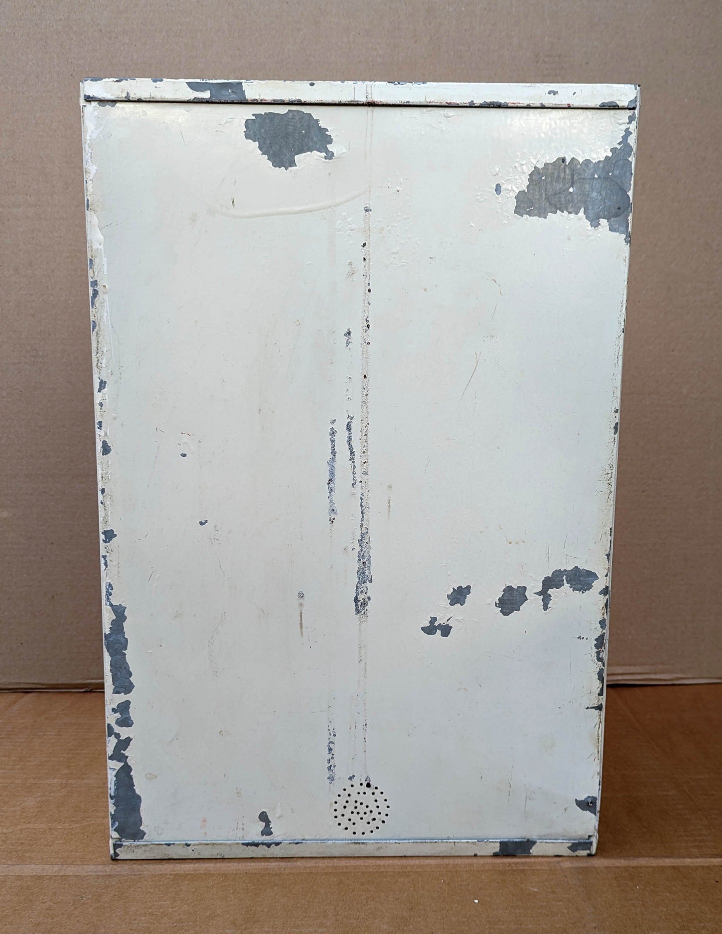 Vintage Antique Old Rustic Galvanized Steel Metal Pie Bread Cake Cookie Safe Cabinet Cupboard Box Door 2 Shelves Shelf