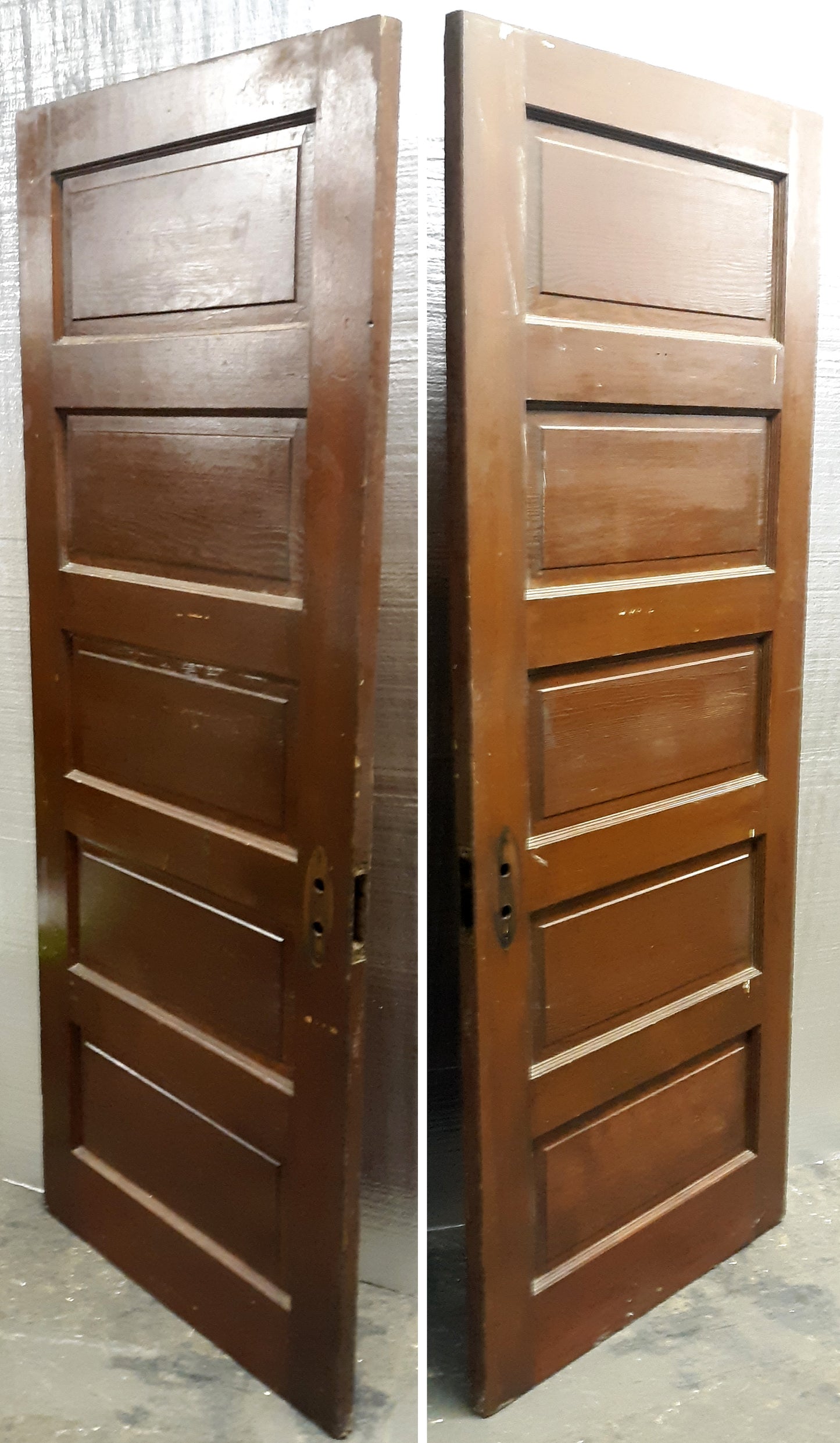 31.5"x77" Antique Vintage Old Reclaimed Salvaged SOLID Wood Wooden Interior Door 5 Panels