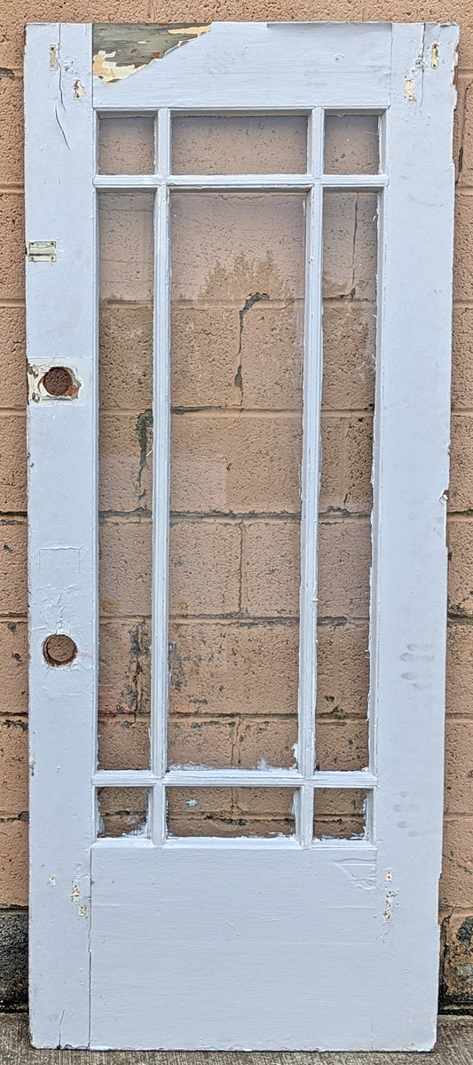 32"x78"x1.75" Antique Vintage Old Reclaimed Salvaged SOLID Wood Wooden Exterior Entry Mission Style Door 9 Windows Glass