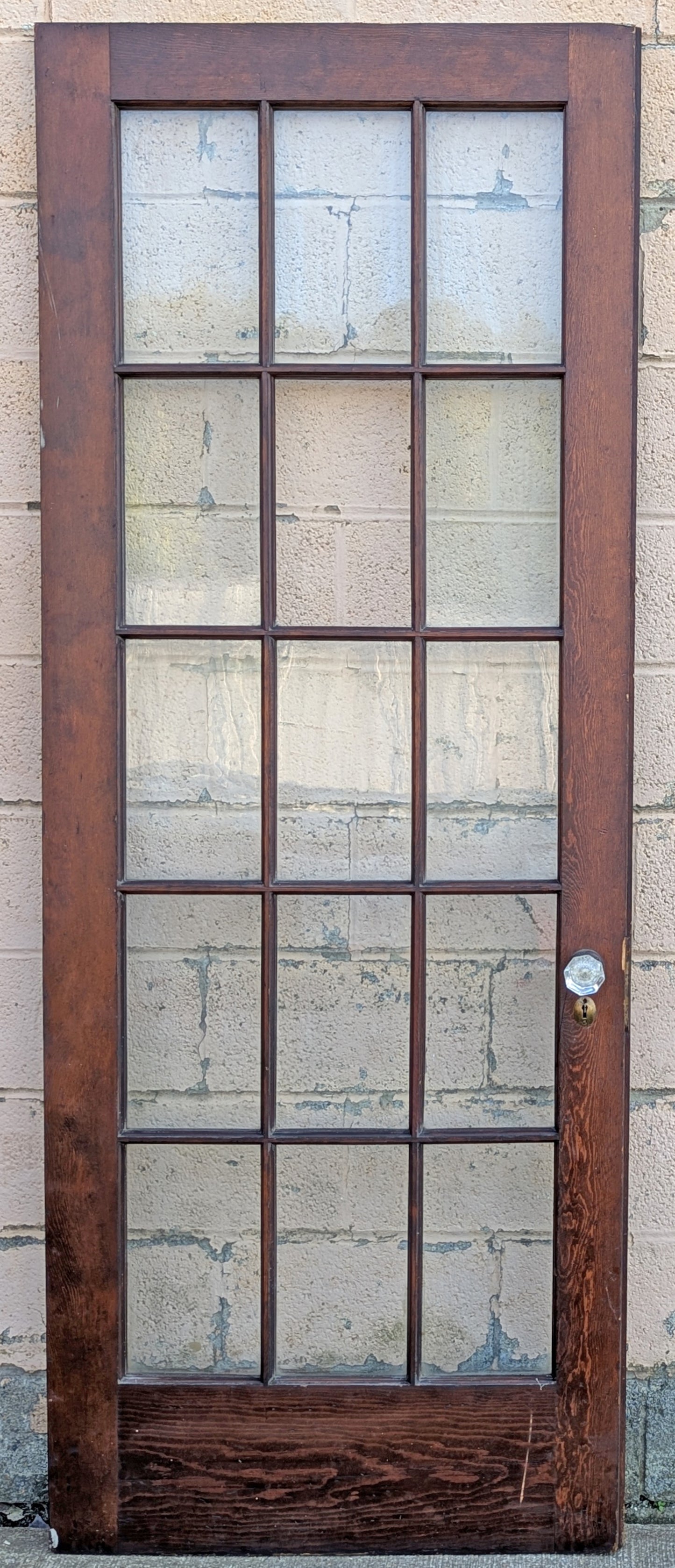 2 Available 64"x84" Pair of Antique Vintage Old Reclaimed Salvaged French Double SOLID Wood Wooden Doors 30 Windows Wavy Glass