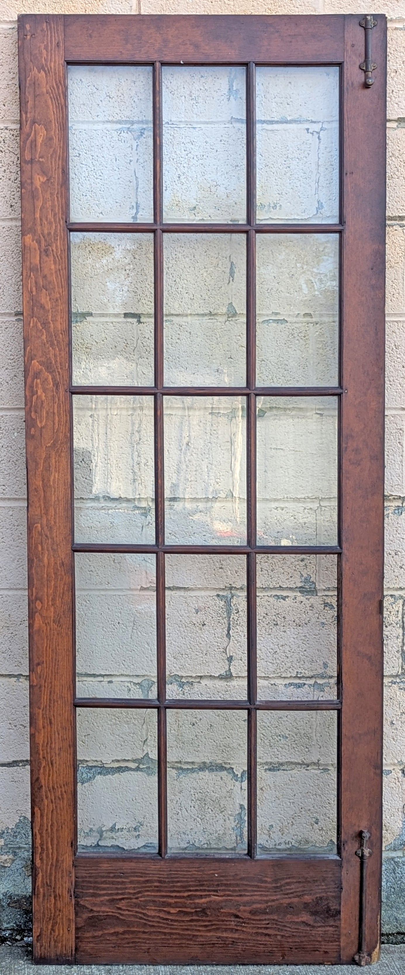 2 Available 64"x84" Pair of Antique Vintage Old Reclaimed Salvaged French Double SOLID Wood Wooden Doors 30 Windows Wavy Glass