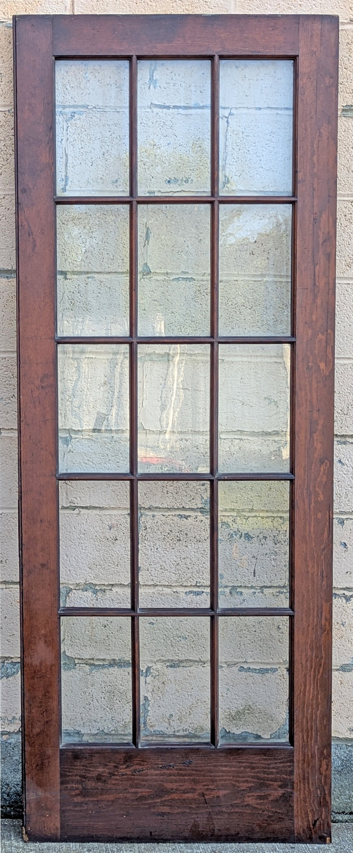 2 Available 64"x84" Pair of Antique Vintage Old Reclaimed Salvaged French Double SOLID Wood Wooden Doors 30 Windows Wavy Glass