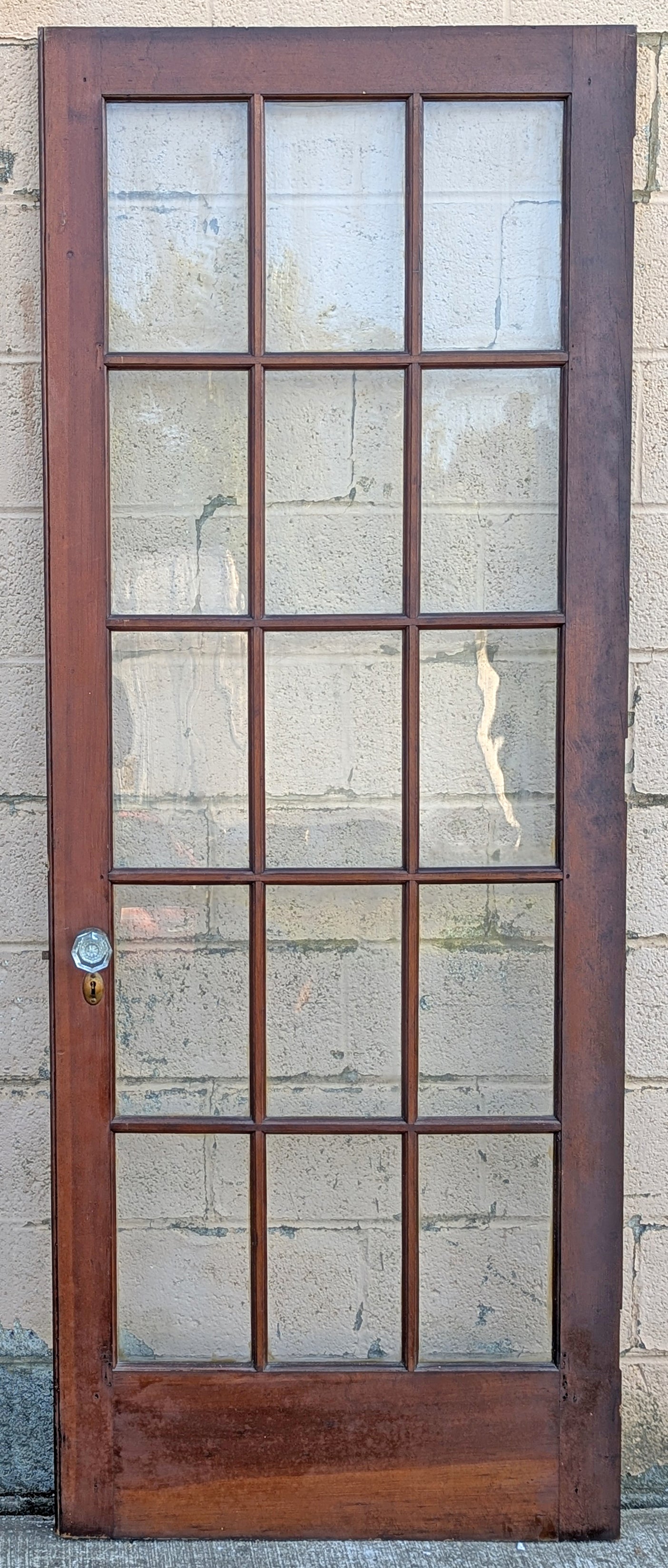 2 Available 64"x84" Pair of Antique Vintage Old Reclaimed Salvaged French Double SOLID Wood Wooden Doors 30 Windows Wavy Glass