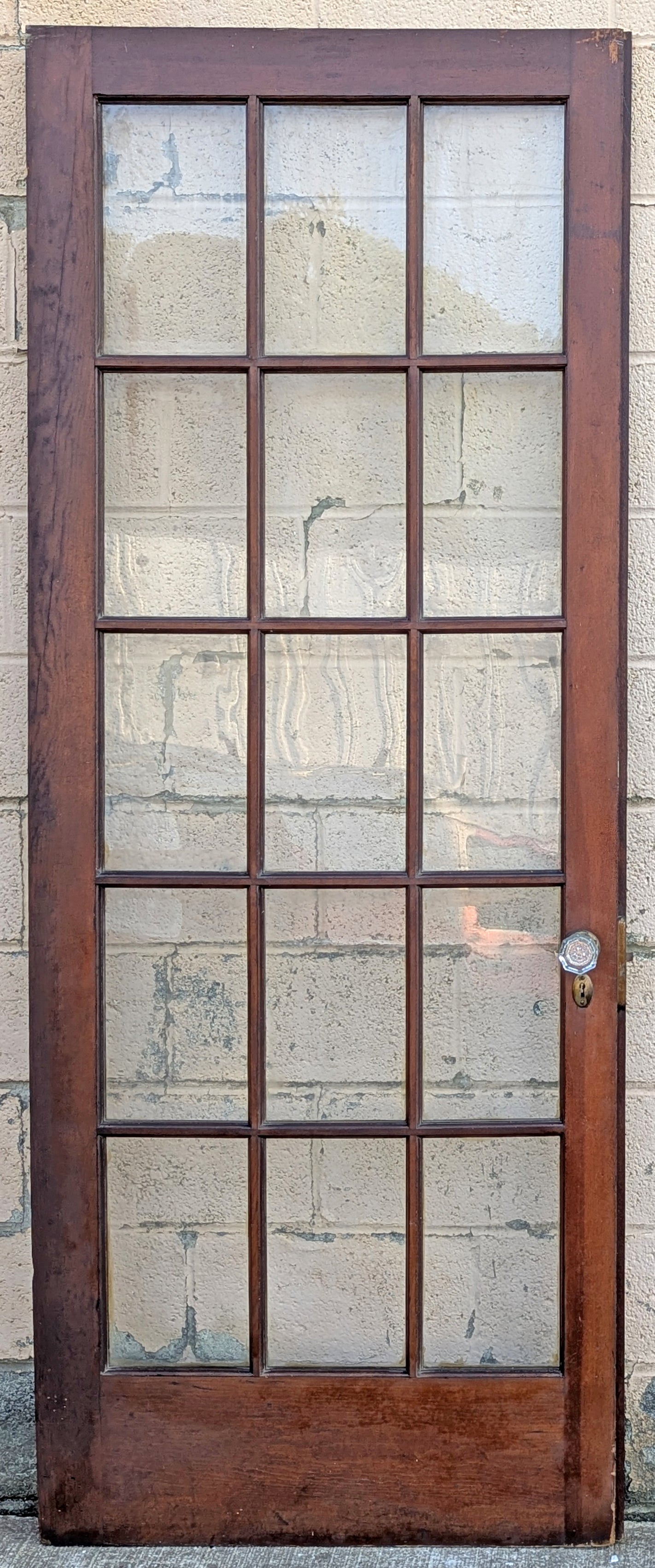 2 Available 64"x84" Pair of Antique Vintage Old Reclaimed Salvaged French Double SOLID Wood Wooden Doors 30 Windows Wavy Glass
