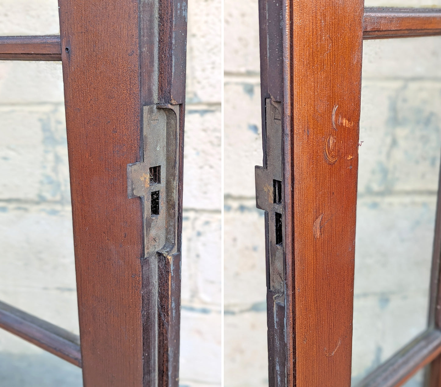 2 Available 64"x84" Pair of Antique Vintage Old Reclaimed Salvaged French Double SOLID Wood Wooden Doors 30 Windows Wavy Glass