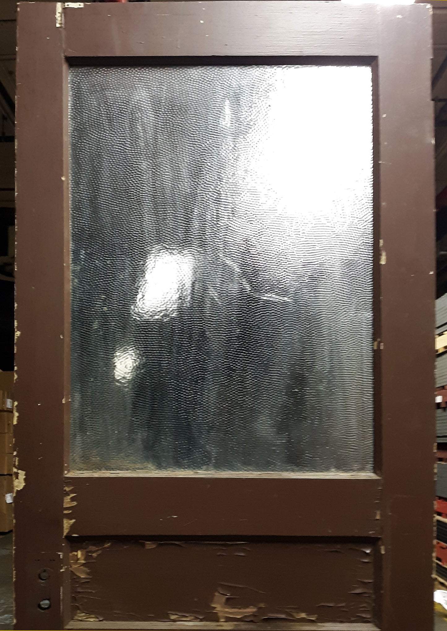 24"x34" Antique Vintage Old Reclaimed Salvaged Window Honeycomb Snake Skin Textured Glass Lite Pane