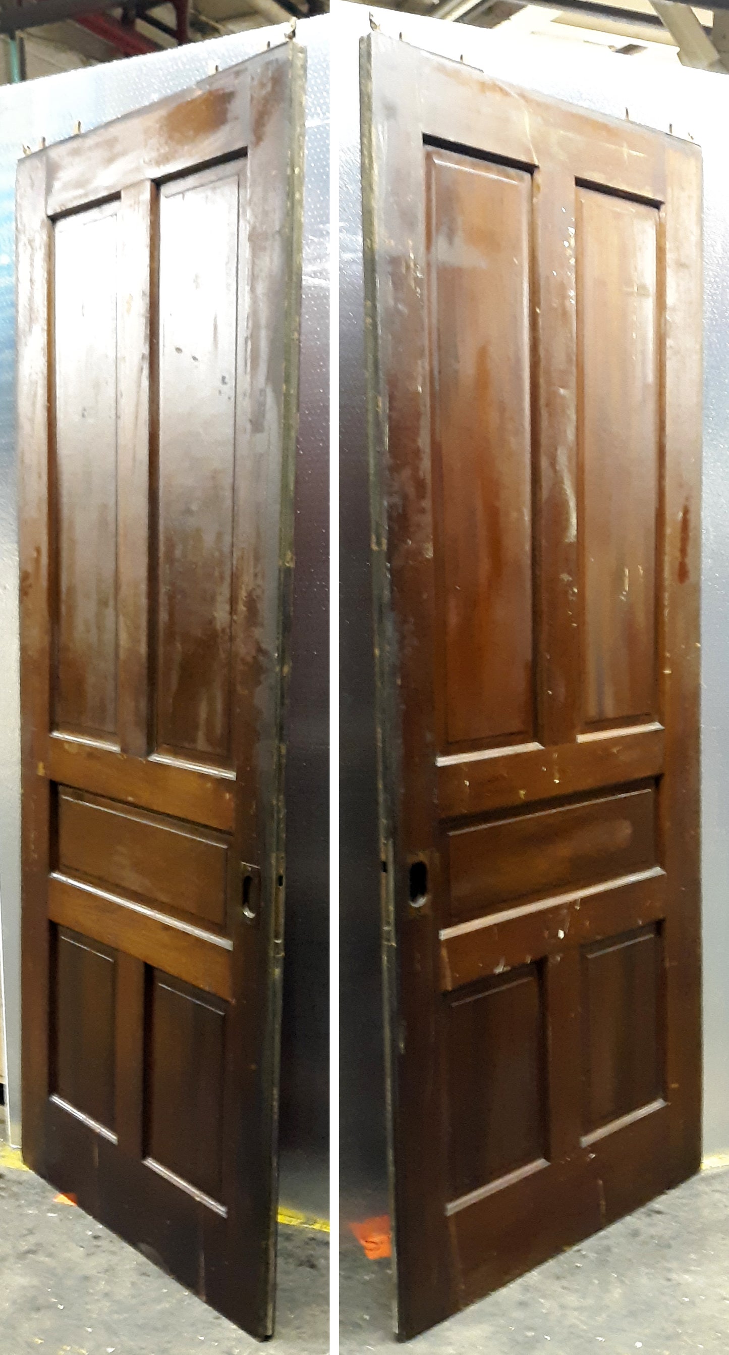 74x90" Pair Antique Vintage Old Reclaimed Salvaged Pocket Sliding Double SOLID Wooden Panels Interior Doors