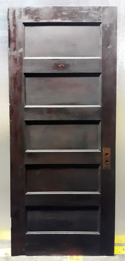 32"x79.5" Antique Vintage Old ReclaimedSalvaged SOLID Wood Wooden Interior Door 5 Panels