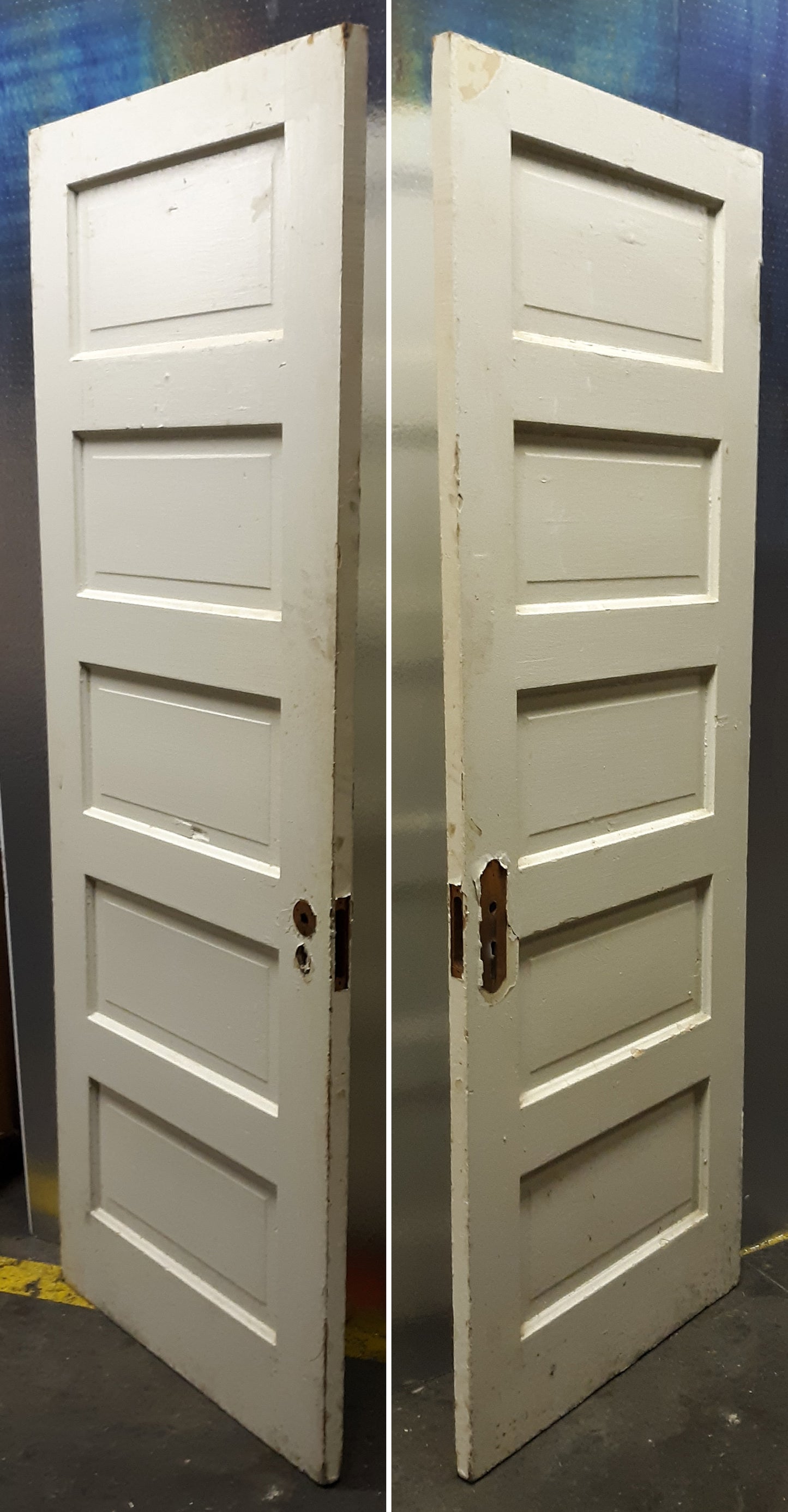 30"x77.5" Antique Vintage Old Salvaged Reclaimed SOLID Wood Wooden Interior Door 5 Panels