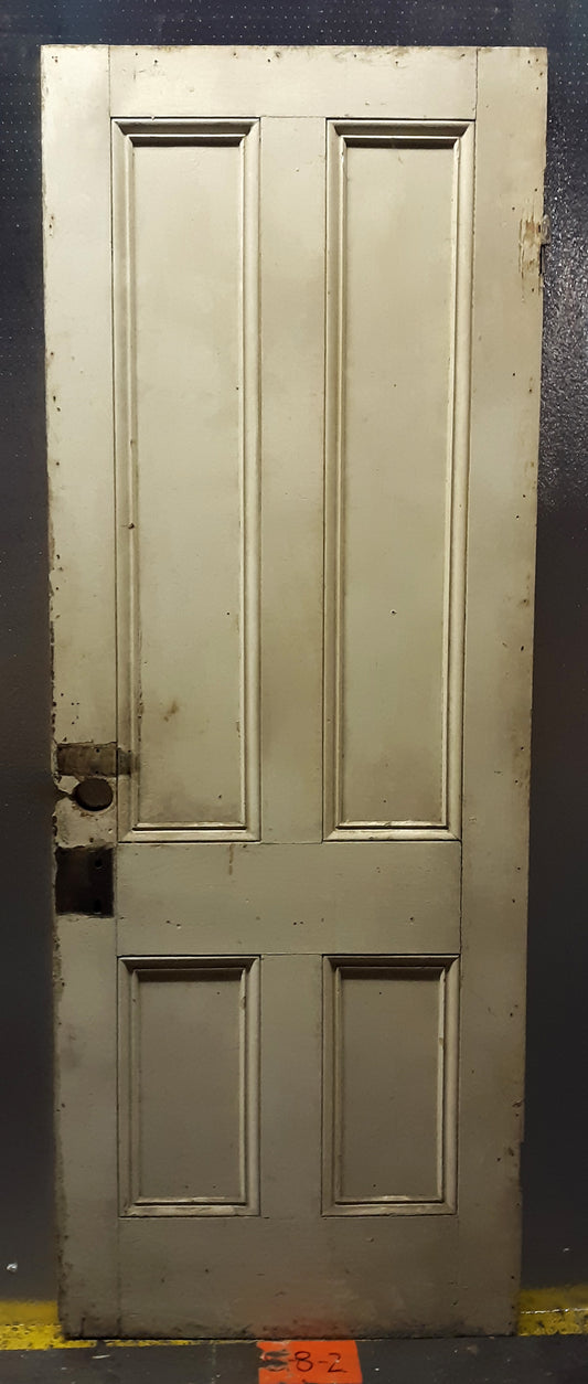 27.5"x77"1.25" Antique Vintage Old Reclaimed Salvaged Victorian SOLID Wood Wooden Interior Door 4 Panels