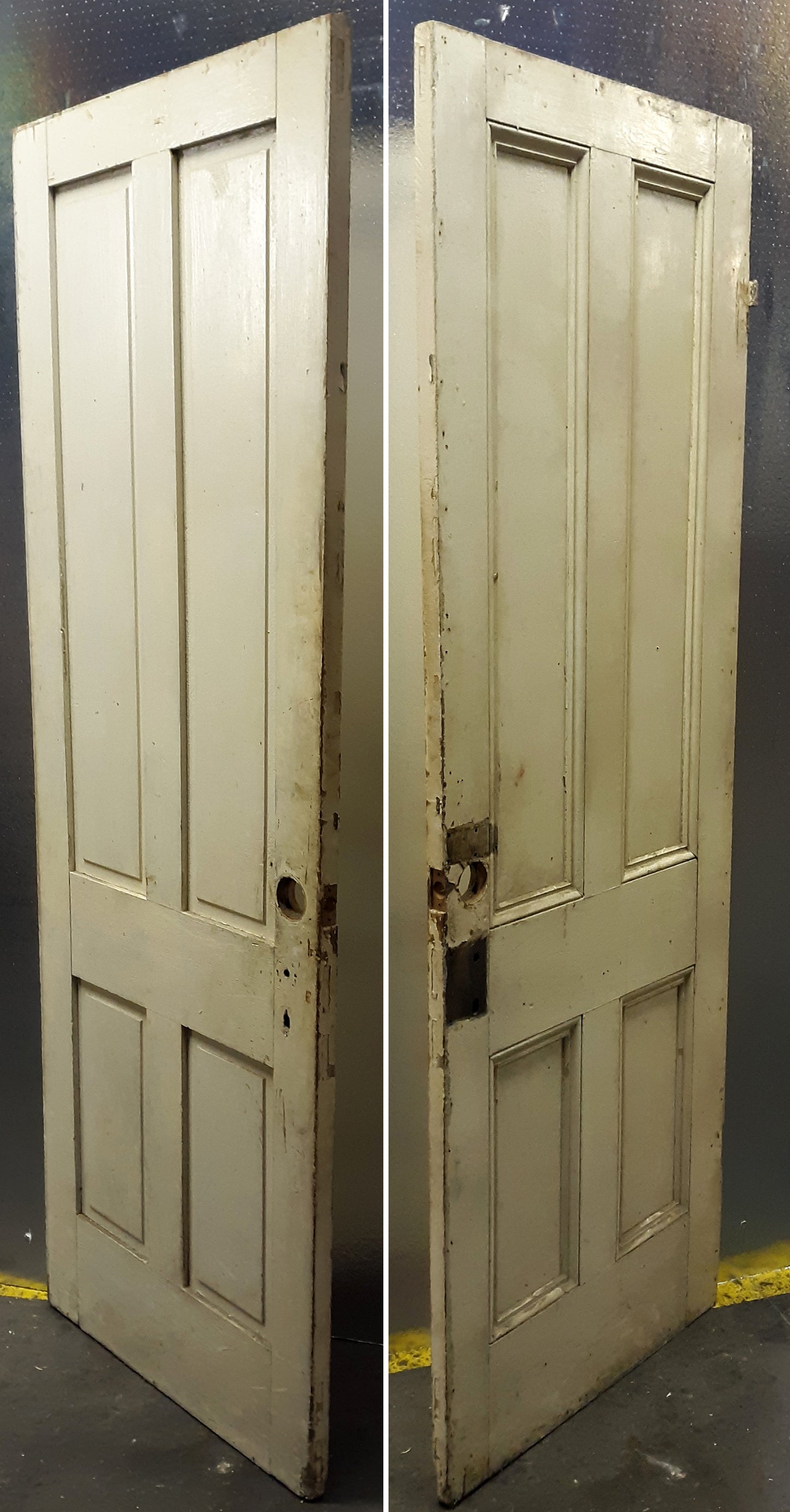 27.5"x77"1.25" Antique Vintage Old Reclaimed Salvaged Victorian SOLID Wood Wooden Interior Door 4 Panels