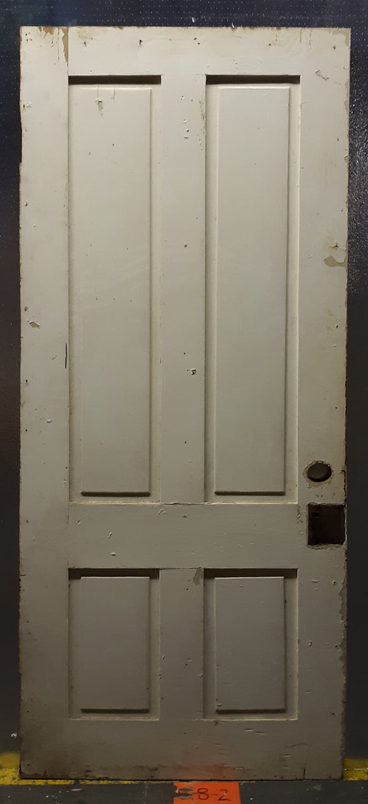 30"x76.5" Antique Vintage Old Reclaimed Salvaged Victorian SOLID Wood Wooden Interior Door 4 Panels