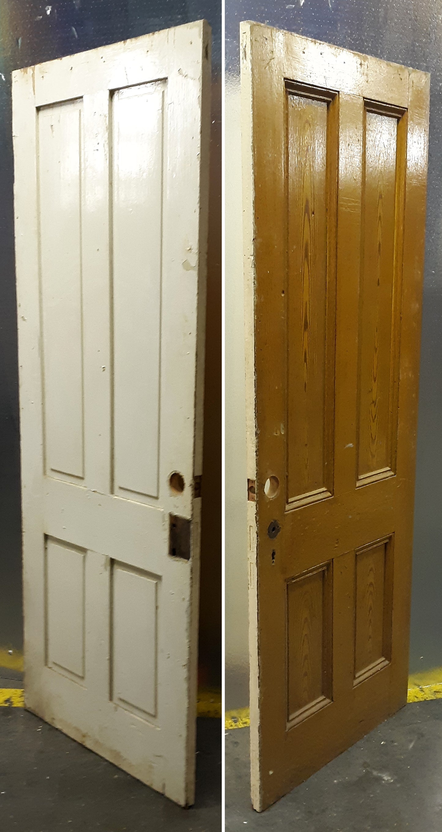 30"x76.5" Antique Vintage Old Reclaimed Salvaged Victorian SOLID Wood Wooden Interior Door 4 Panels