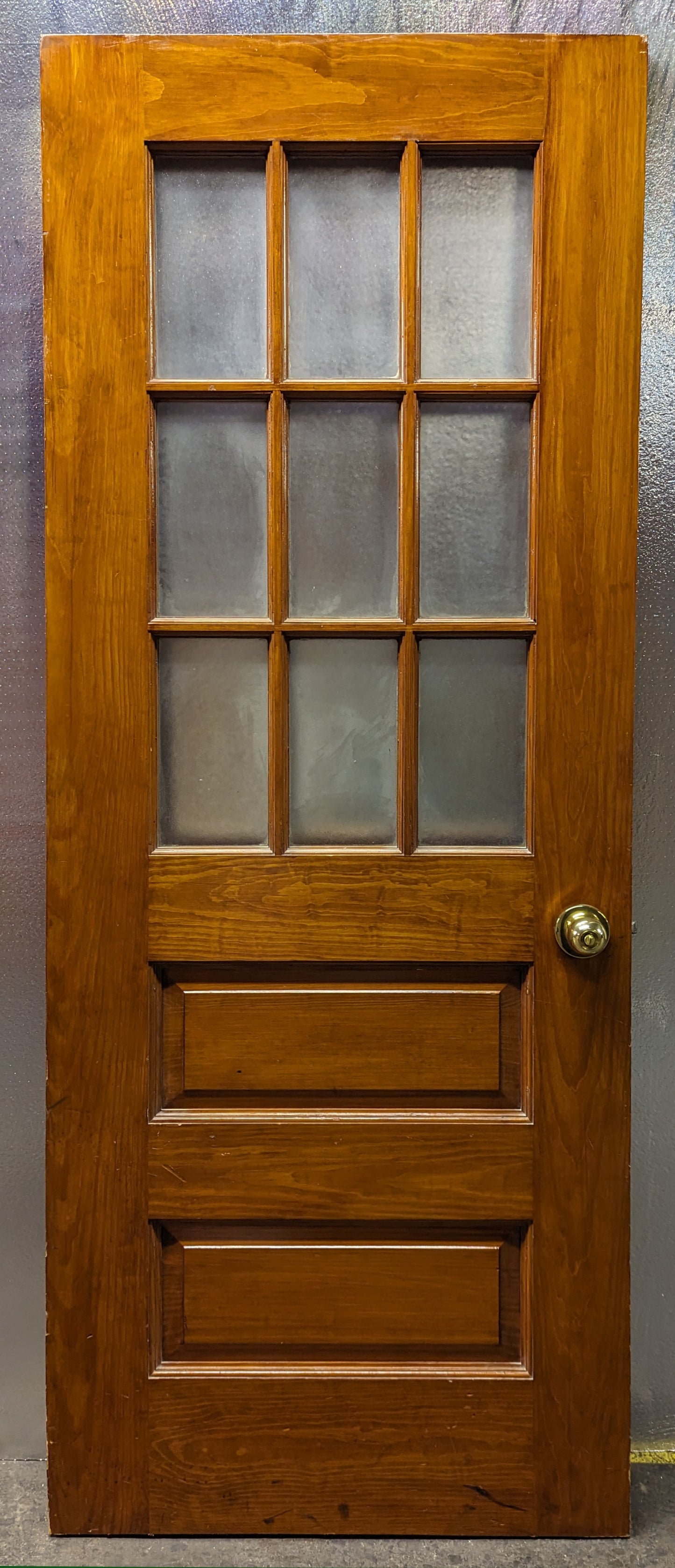 32"x83"x1.75" Antique Vintage SOLID Wood Wooden Exterior Entry Door Window Glass