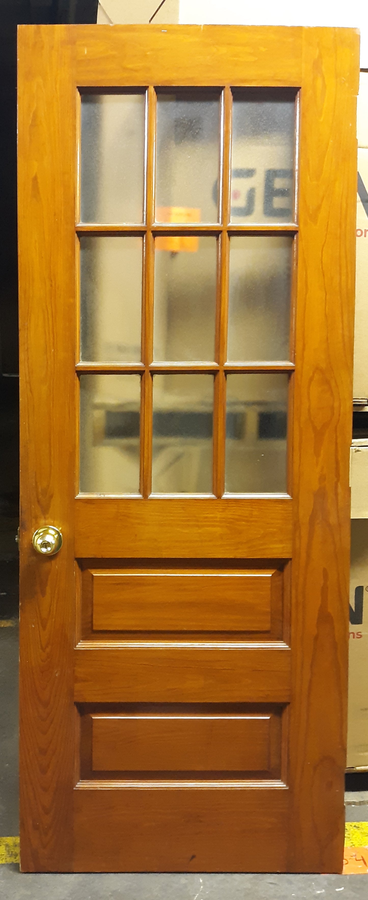 32"x83"x1.75" Antique Vintage SOLID Wood Wooden Exterior Entry Door Window Glass