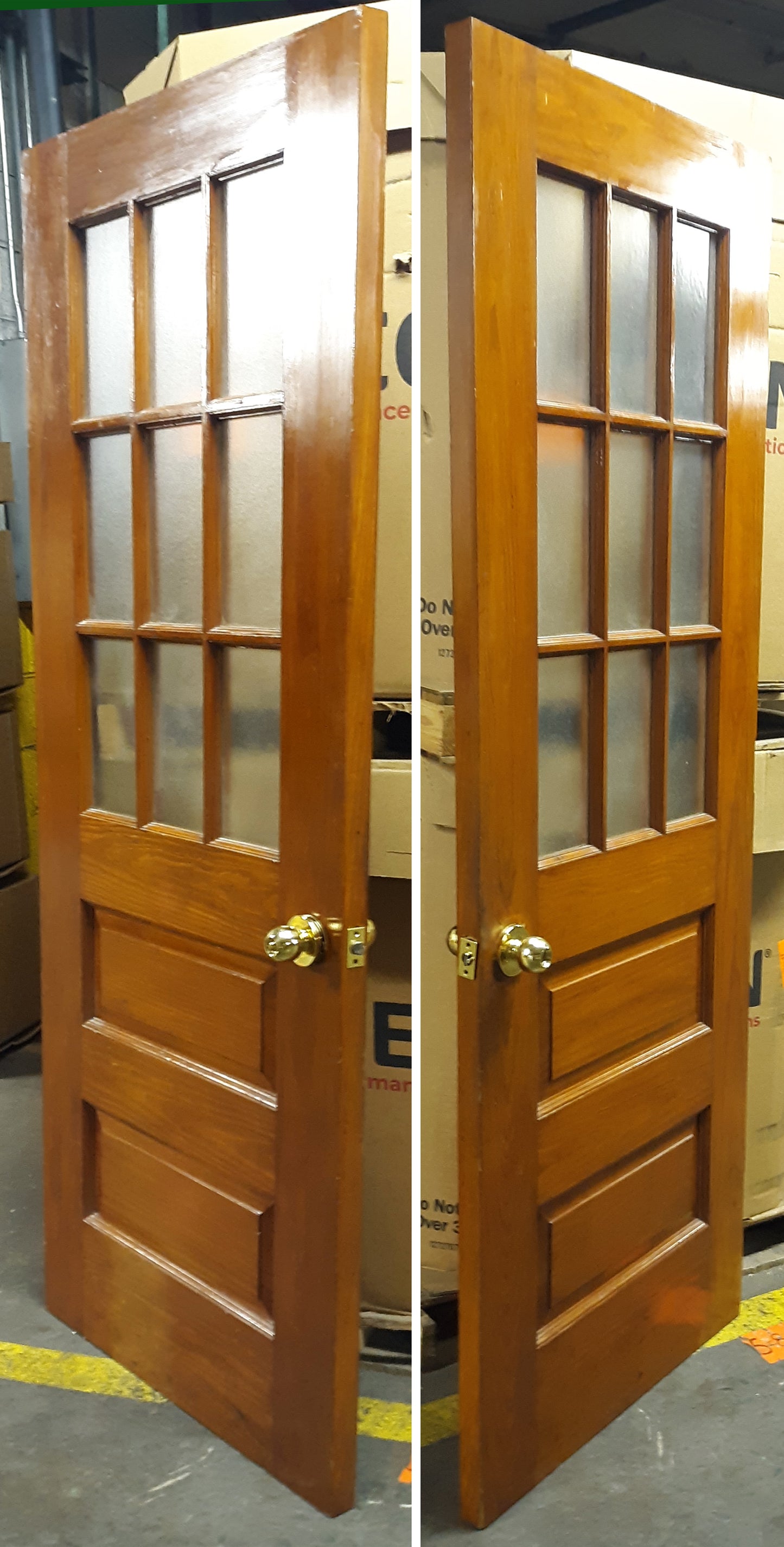 32"x83"x1.75" Antique Vintage SOLID Wood Wooden Exterior Entry Door Window Glass