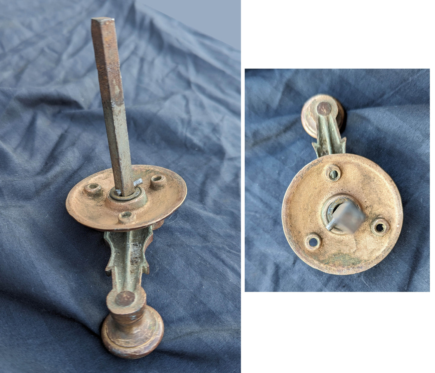Cleaned Antique Vintage Old Eastlake Victorian Solid Heavy Cast Bronze Doorbell Door Bell Ringer Lever Turn Crank