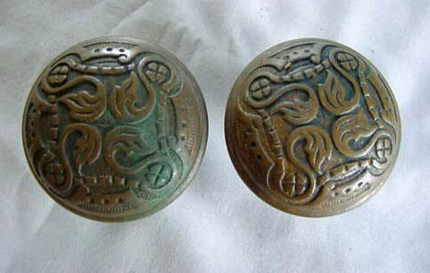 Pair Antique Vintage Old SOLID Cast Bronze Russell Erwin Victorian Eastlake Doorknob Door Knobs