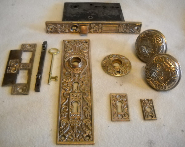 Pair Antique Vintage Old SOLID Cast Bronze Russell Erwin Victorian Eastlake Doorknob Door Knobs