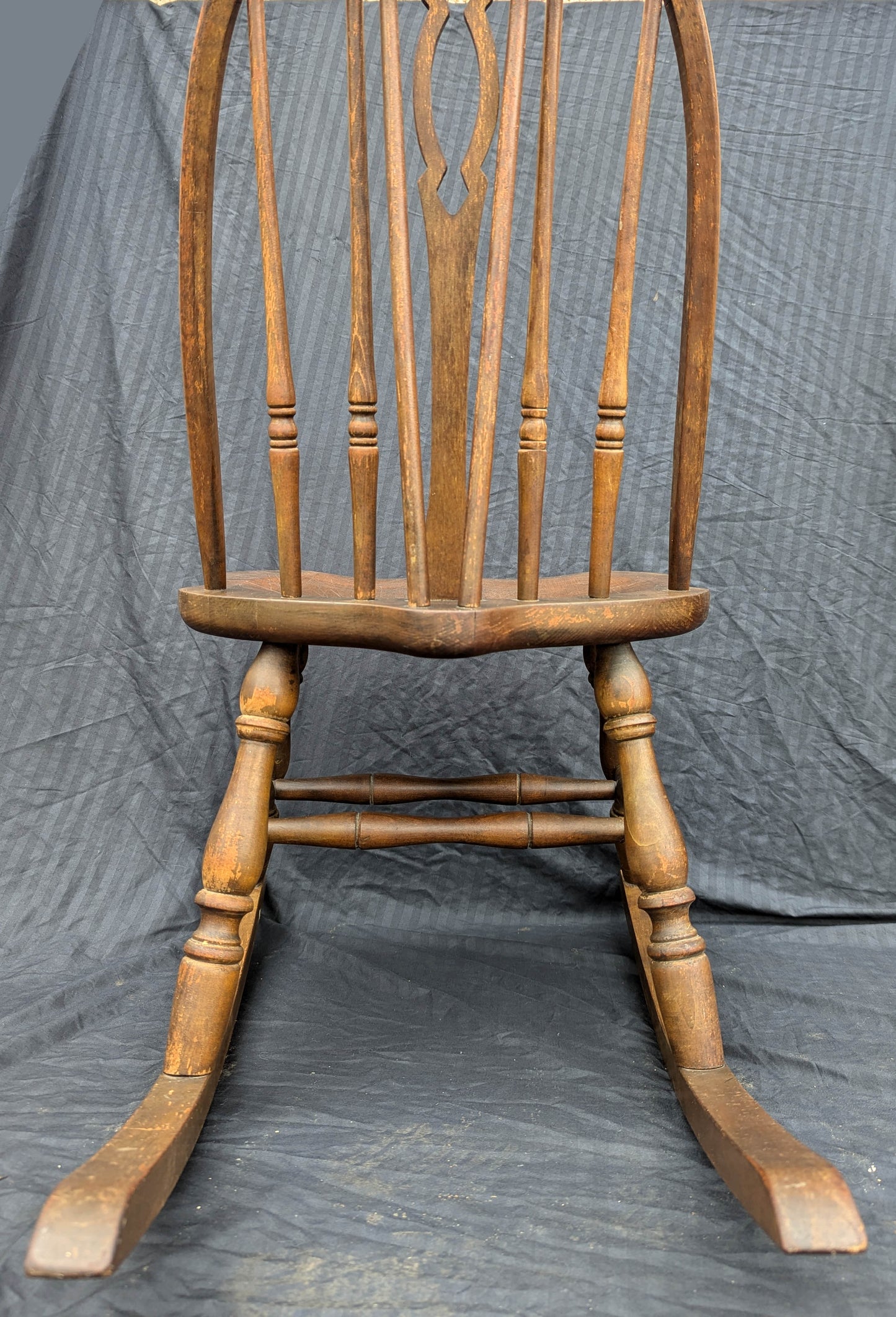 Antique Vintage Old Windsor Style Victorian SOLID Walnut Wood Wooden Child Childrens Kids Rocking Chair Rocker