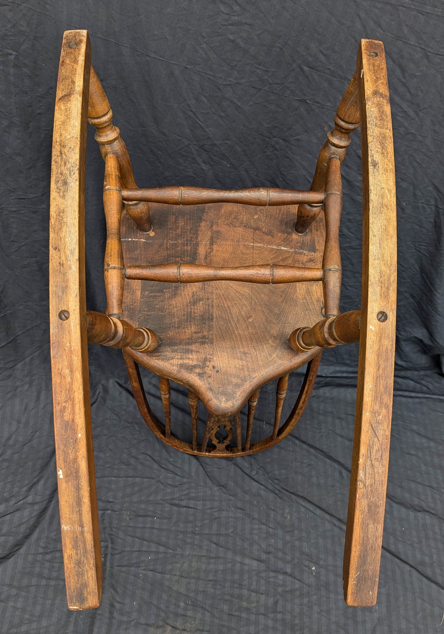 Antique Vintage Old Windsor Style Victorian SOLID Walnut Wood Wooden Child Childrens Kids Rocking Chair Rocker
