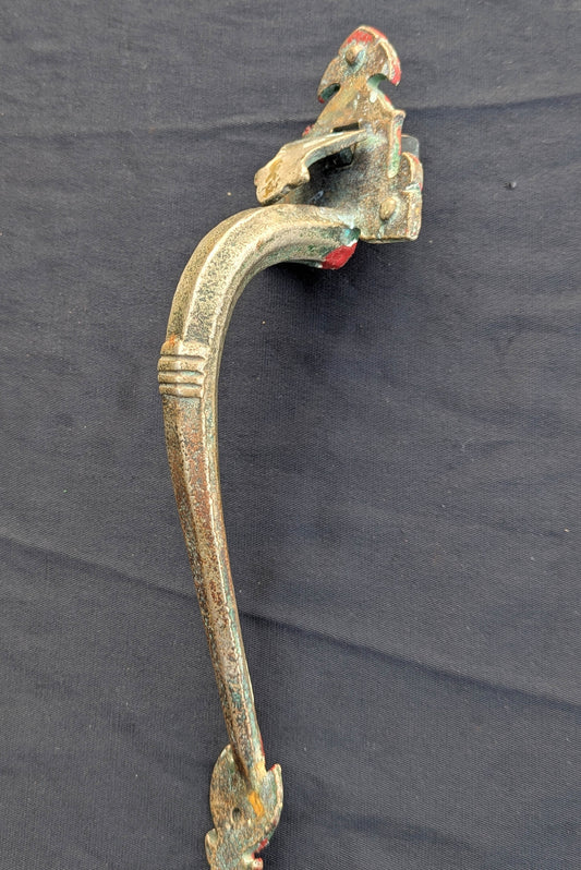 11.5" Antique Vintage Old Sargent Salvaged Reclaimed SOLID Nickel Cast Brass Curved Entry Exterior Door Handle Pull