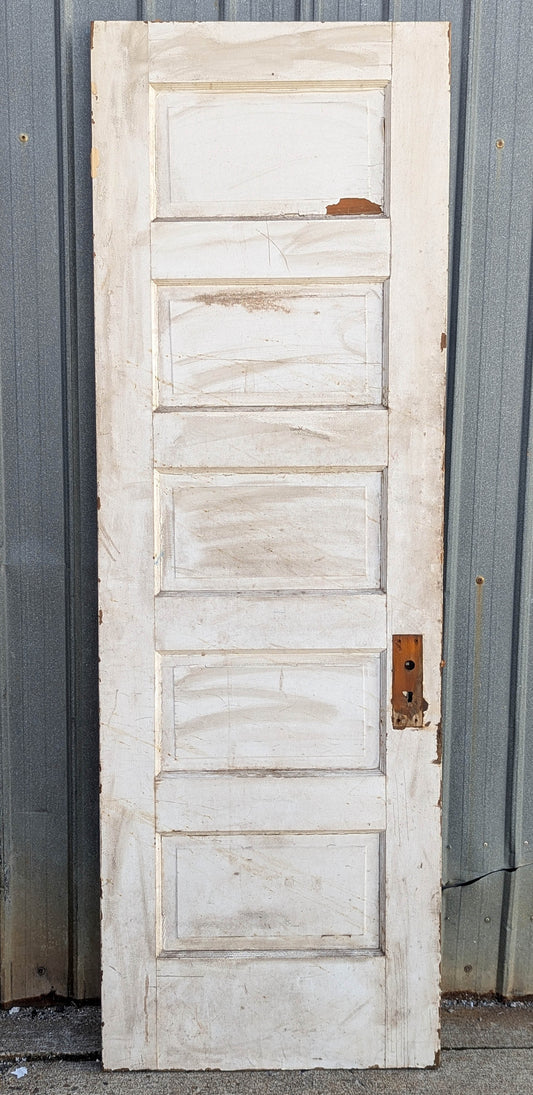 26"x77.5" Antique Vintage Old Reclaimed Salvaged Interior Wood Wooden Closet Pantry Door 5 Panels
