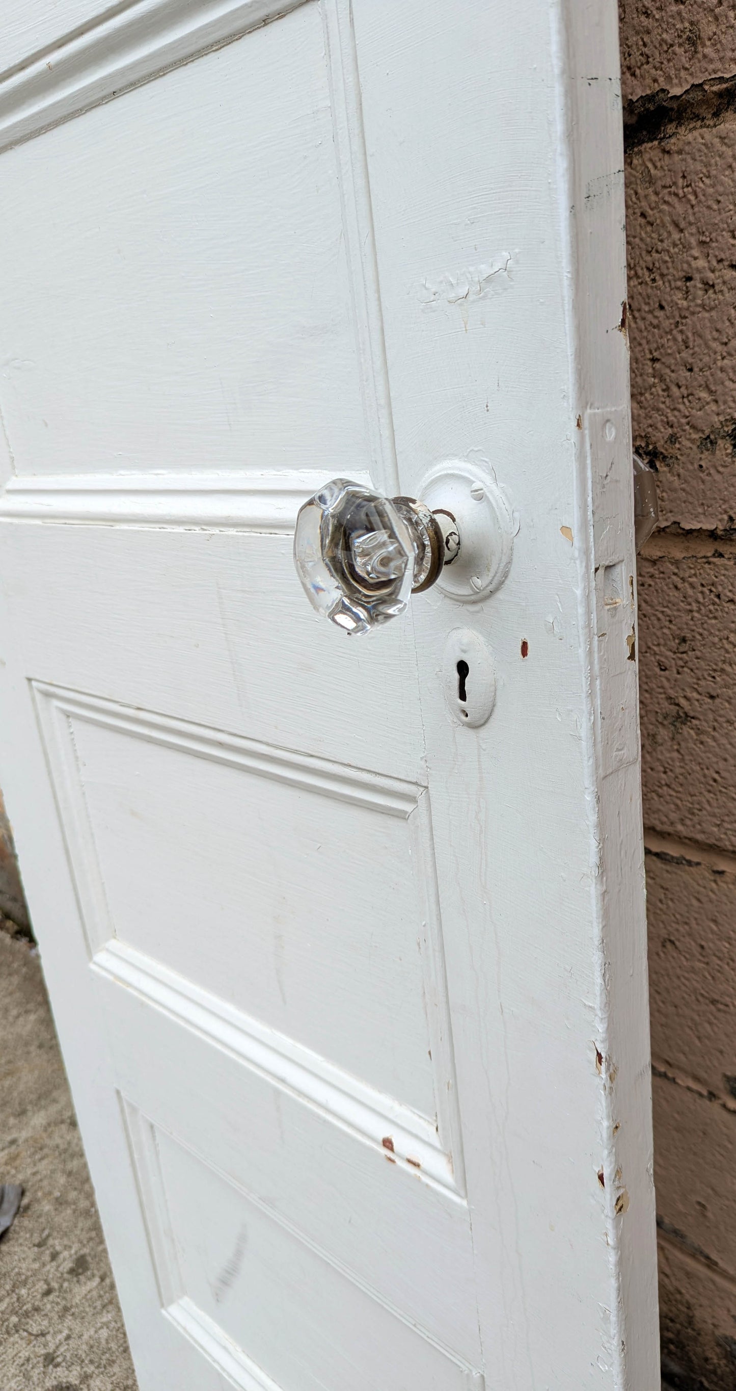 7 available CLEANED Antique Vintage Old Salvaged Reclaimed Russwin "Essex" Door Set Glass Knob Brass Plate Lock Lockset Interior Hardware