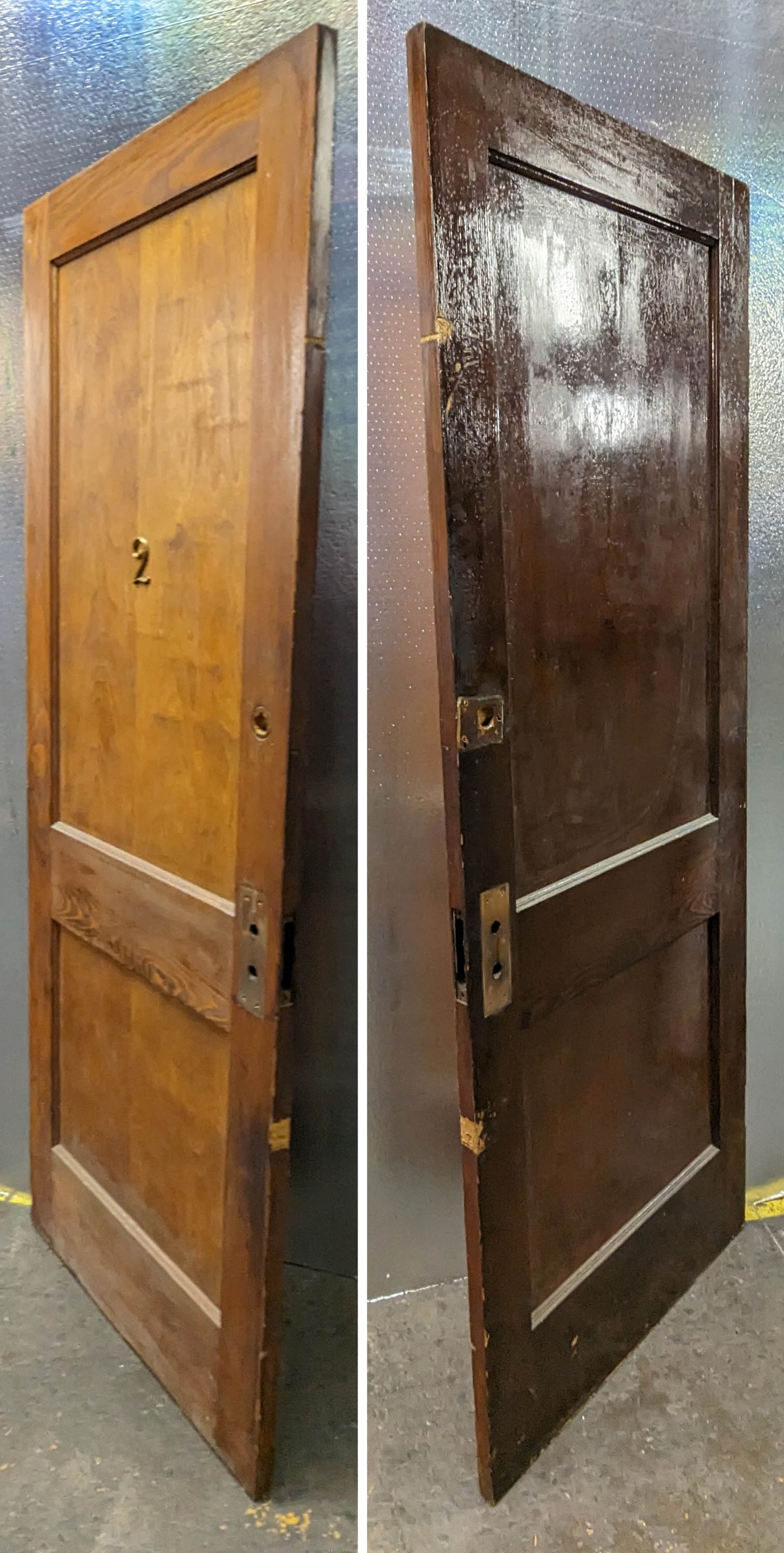 2 available 30"x80" Antique Vintage Old Reclaimed Salvaged Solid Wood Wooden Interior Doors 2 Panels