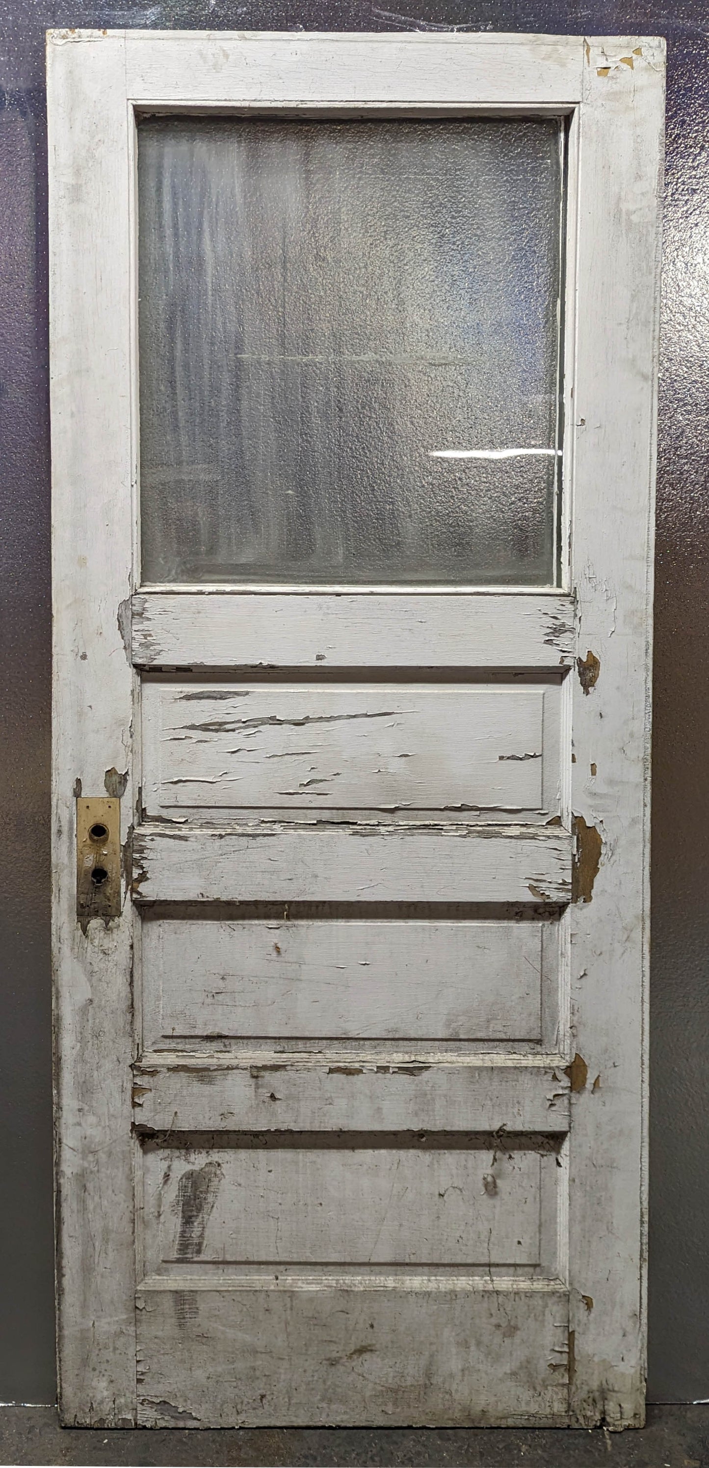 32"x78" Antique Vintage Old Reclaimed Salvaged SOLID Wood Wooden Entry Door Window Wavy Glass Lite