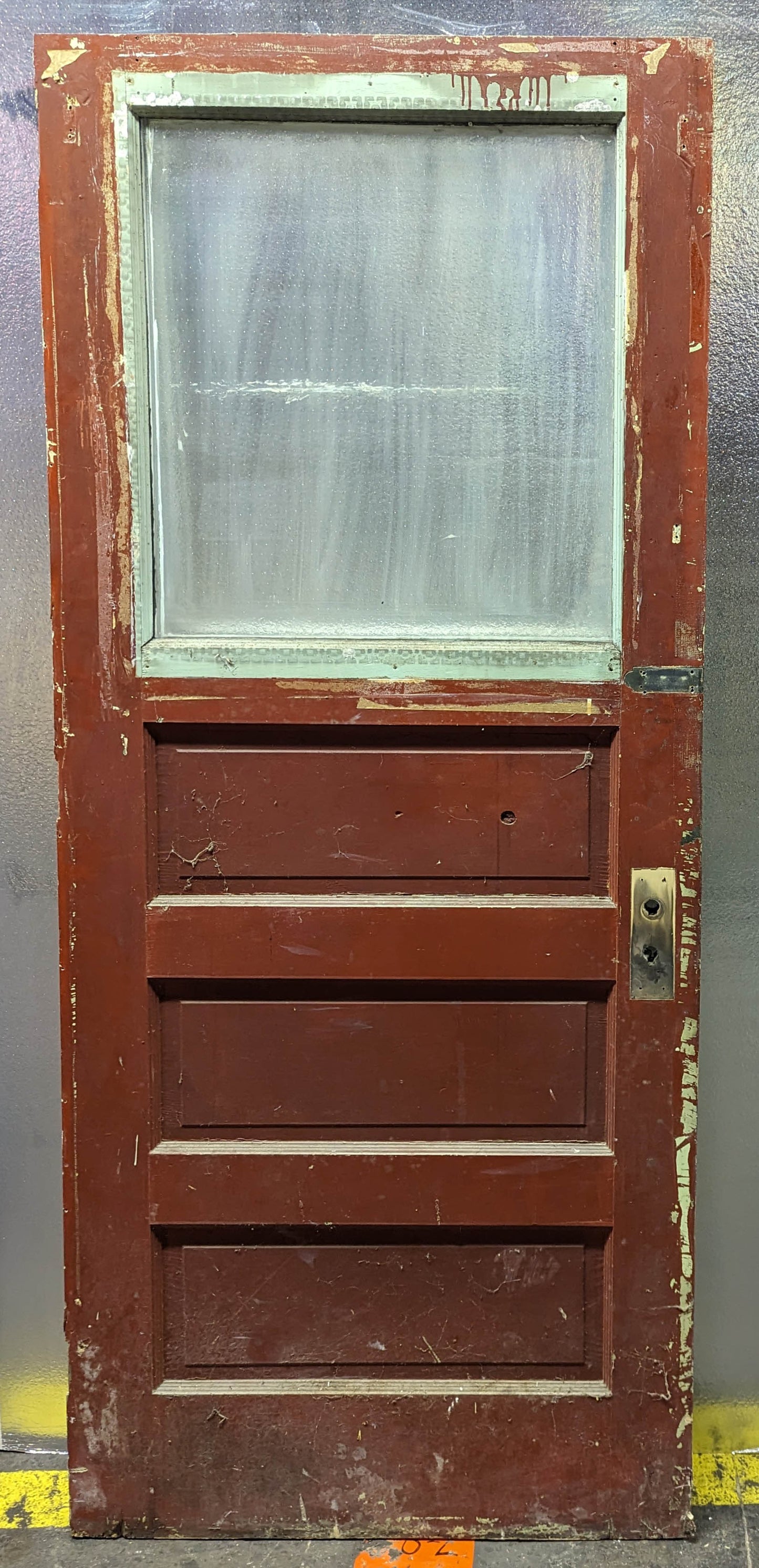 32"x78" Antique Vintage Old Reclaimed Salvaged SOLID Wood Wooden Entry Door Window Wavy Glass Lite