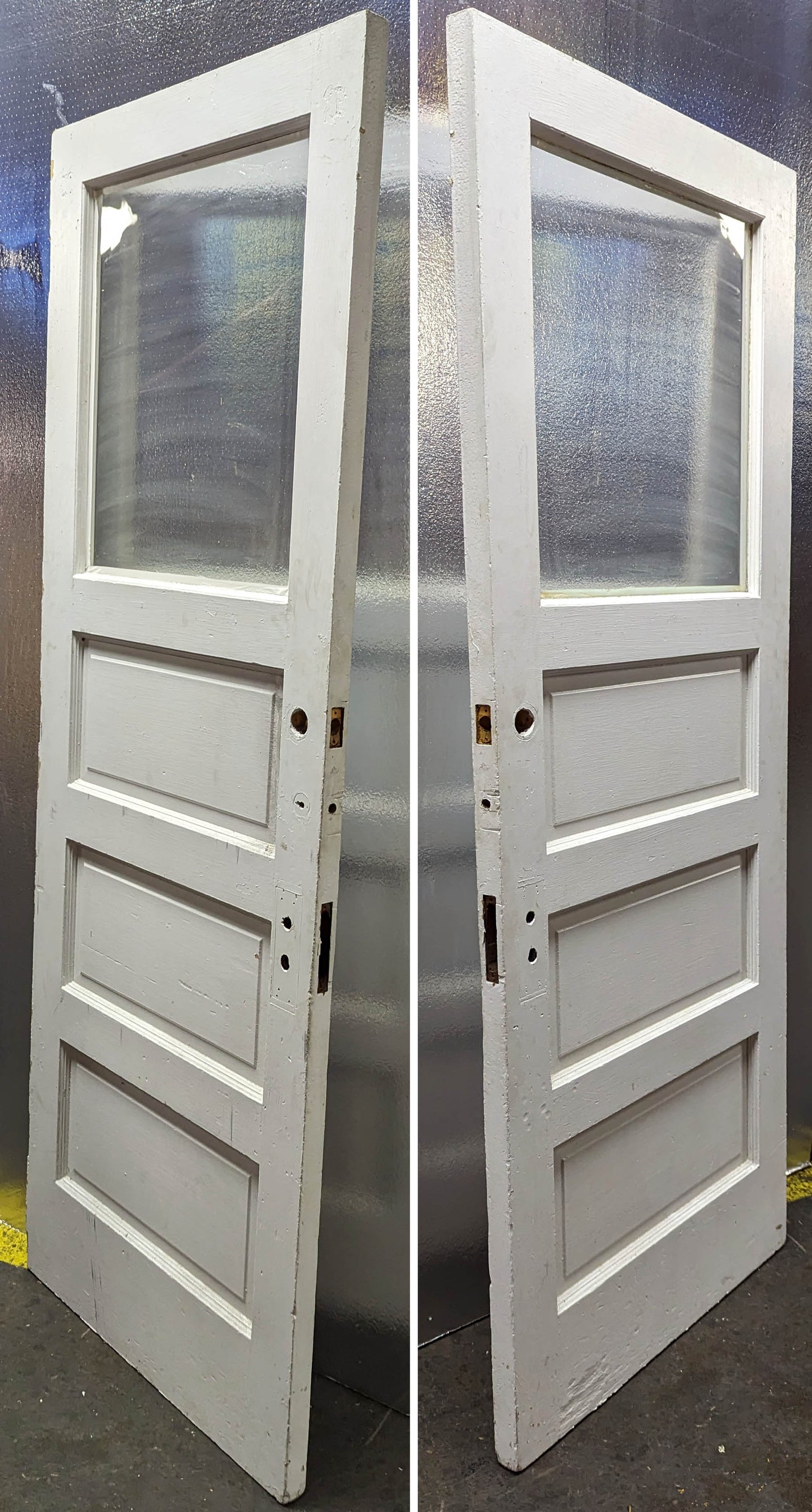 31.5"x83"x1.75" Antique Vintage Old Reclaimed Salvaged SOLID Wood Wooden Entry Door Window Wavy Glass