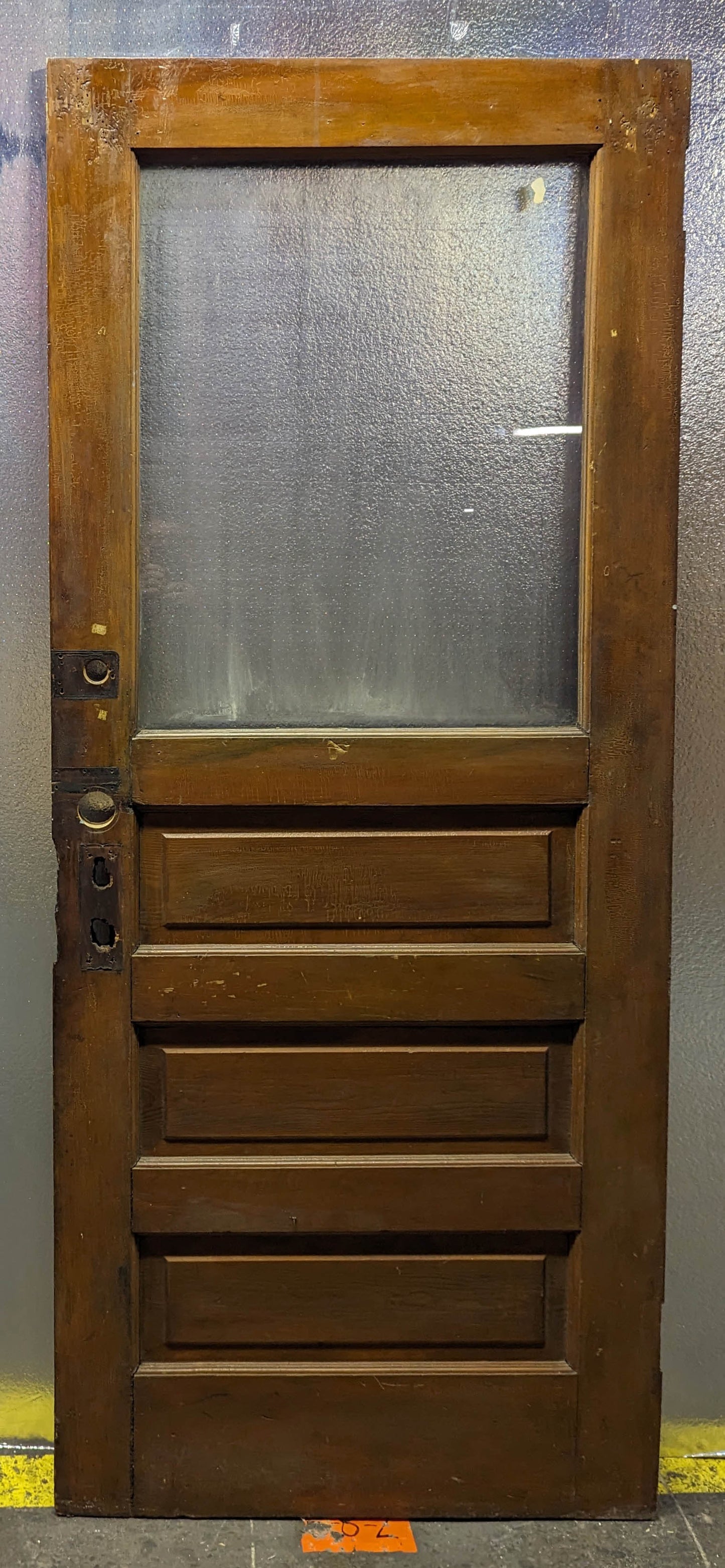 32"x79" Antique Vintage Old Reclaimed Salvaged SOLID Wood Wooden Entry Door Window Wavy Glass
