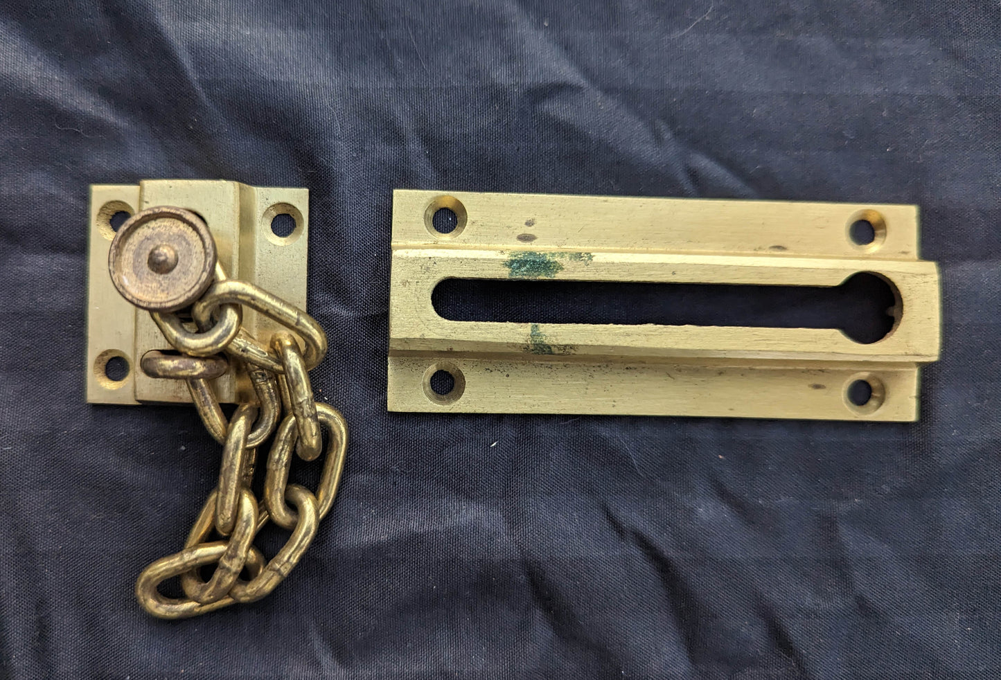 Heavy Duty Vintage Antique Old SOLID Brass Steel Door Privacy Chain Lock Lockset