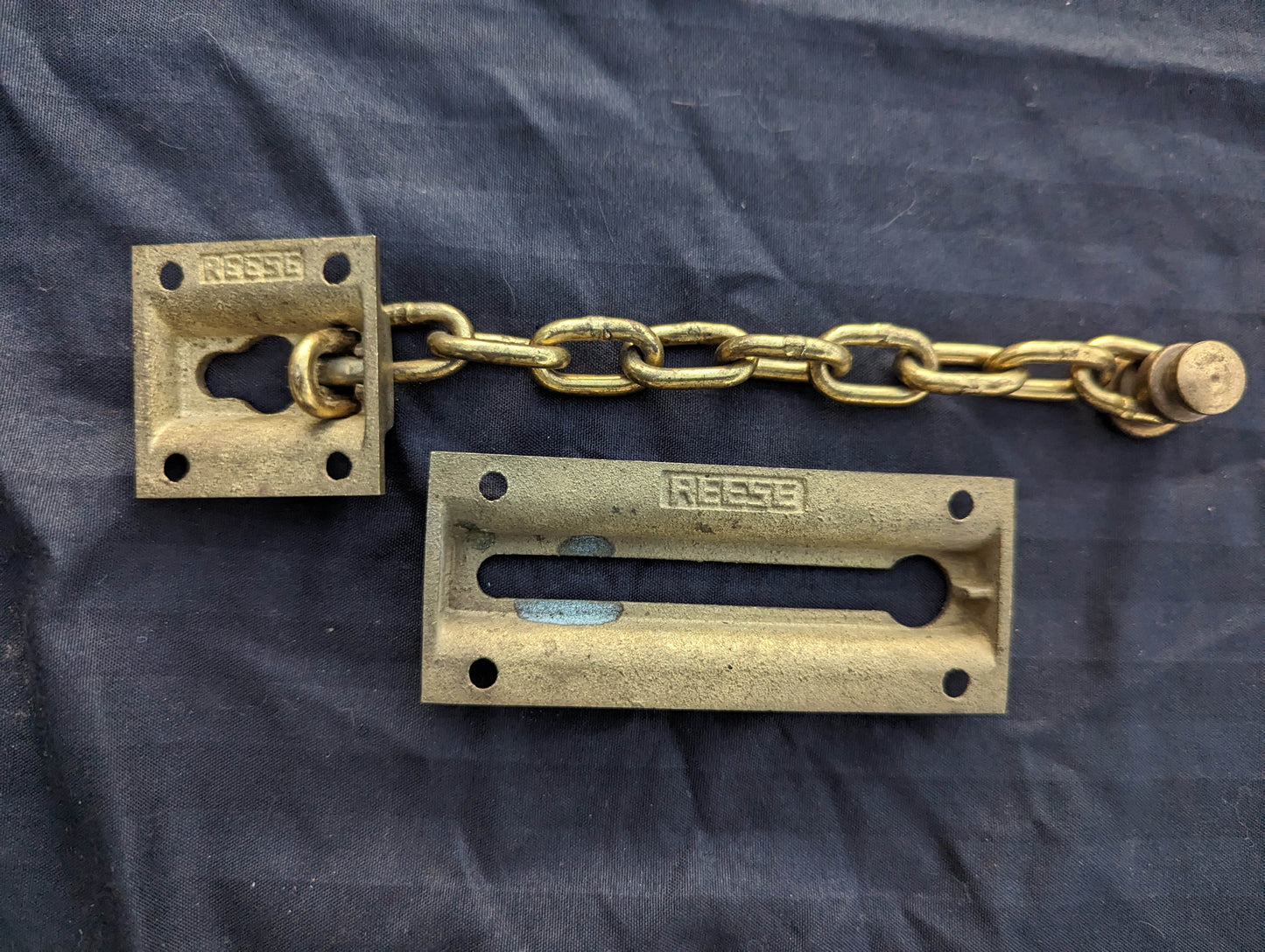 Heavy Duty Vintage Antique Old SOLID Brass Steel Door Privacy Chain Lock Lockset