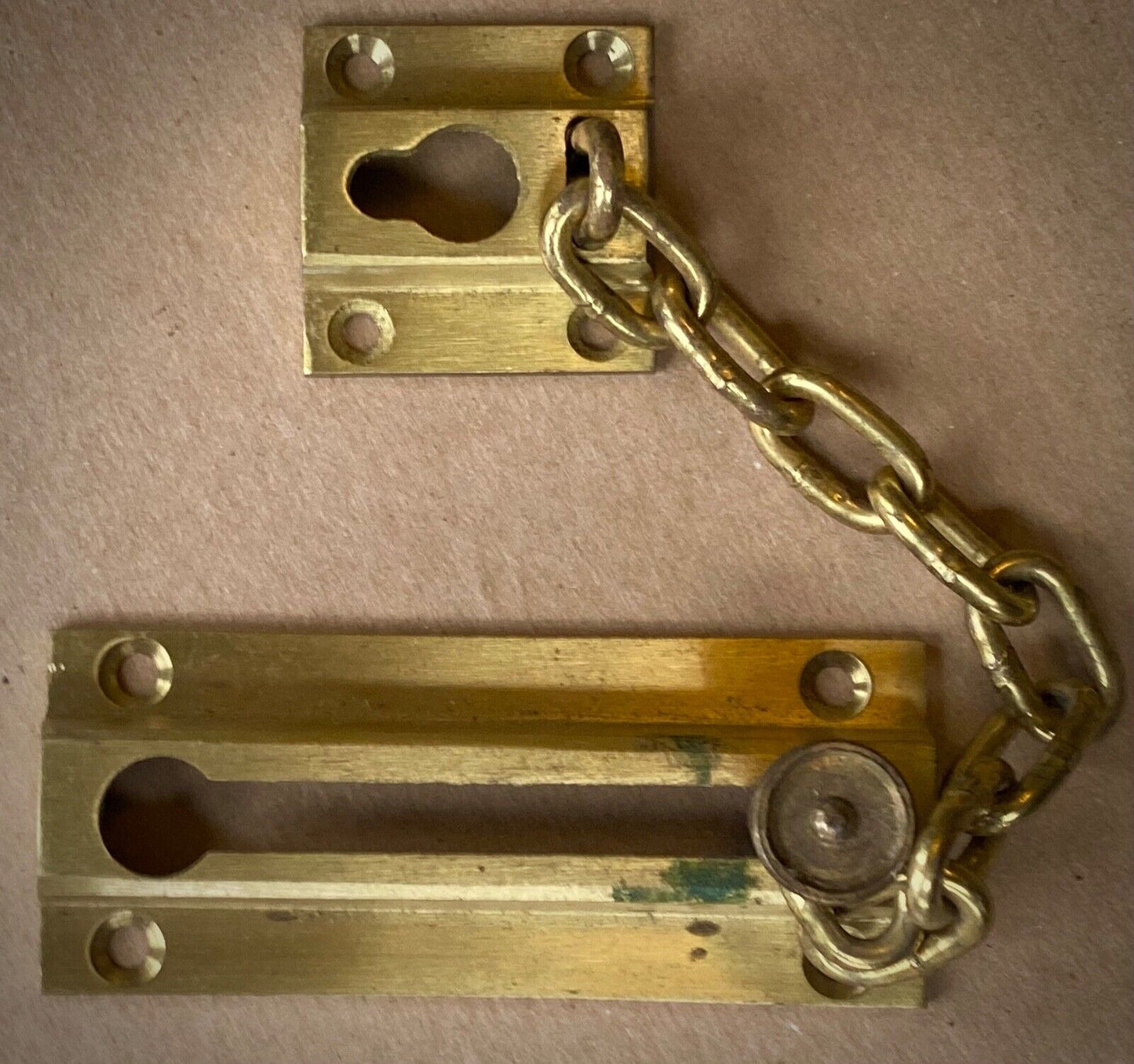 Heavy Duty Vintage Antique Old SOLID Brass Steel Door Privacy Chain Lock Lockset