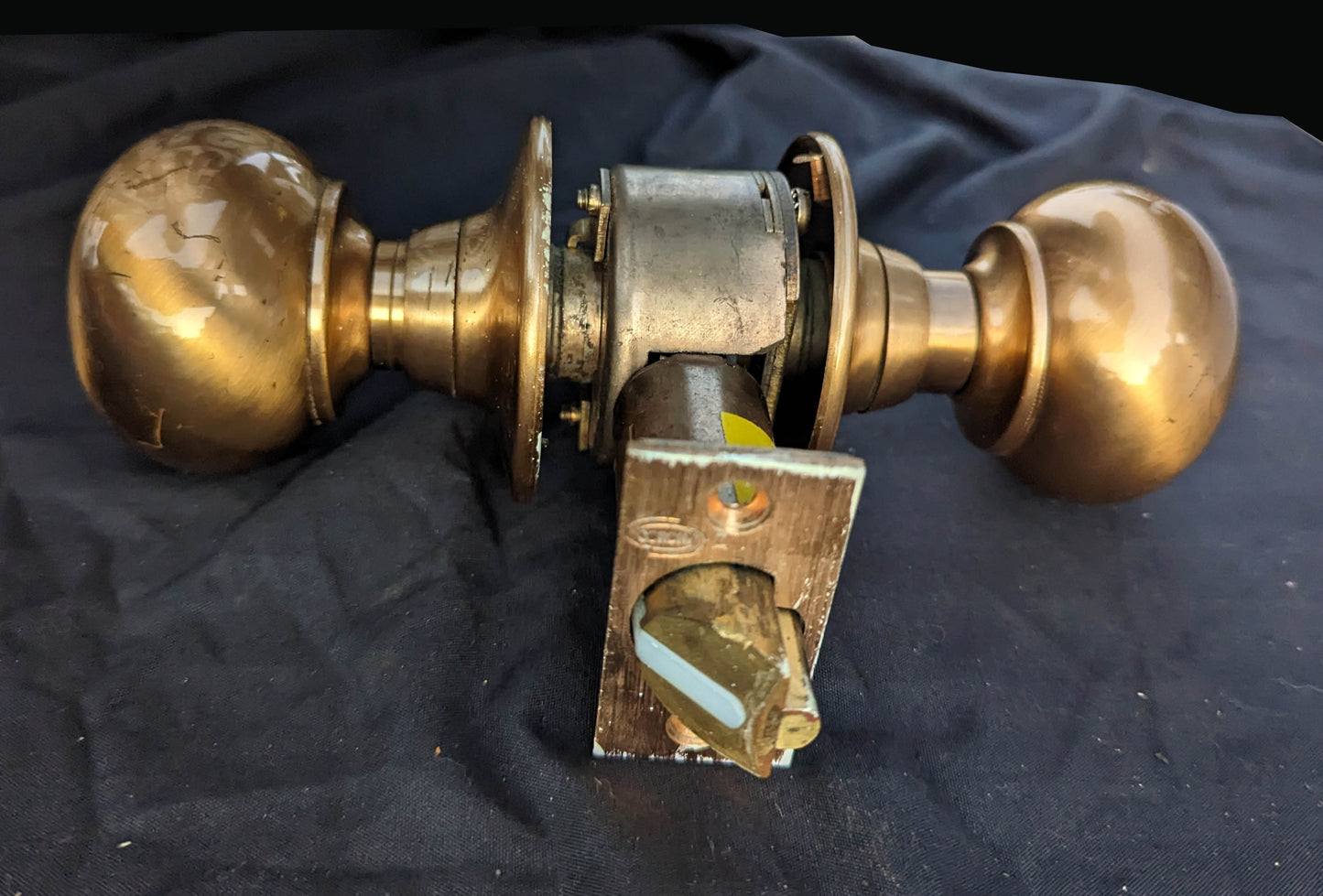 3 available Vintage Antique Old Mid Century MCM Bronze Exterior Entry Commercial Door Lock Lockset Knobs Plates Rosettes