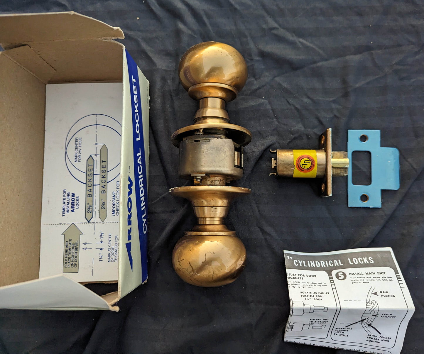 3 available Vintage Antique Old Mid Century MCM Bronze Exterior Entry Commercial Door Lock Lockset Knobs Plates Rosettes
