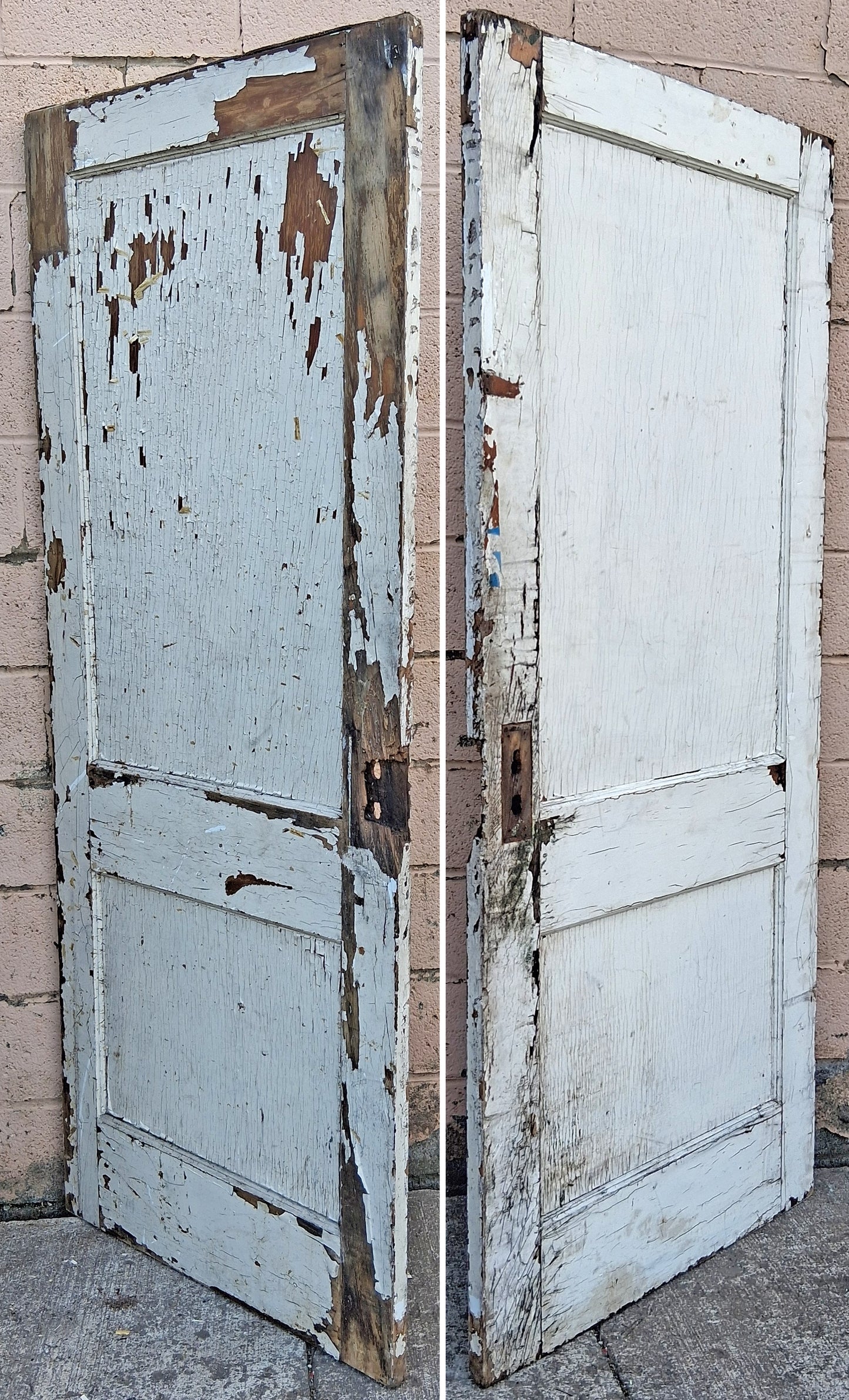 32"x79.5" Antique Vintage Old Reclaimed Salvaged Interior SOLID Wood Wooden Bathroom Bedroom Apartment Room Door 2 Flat Panels