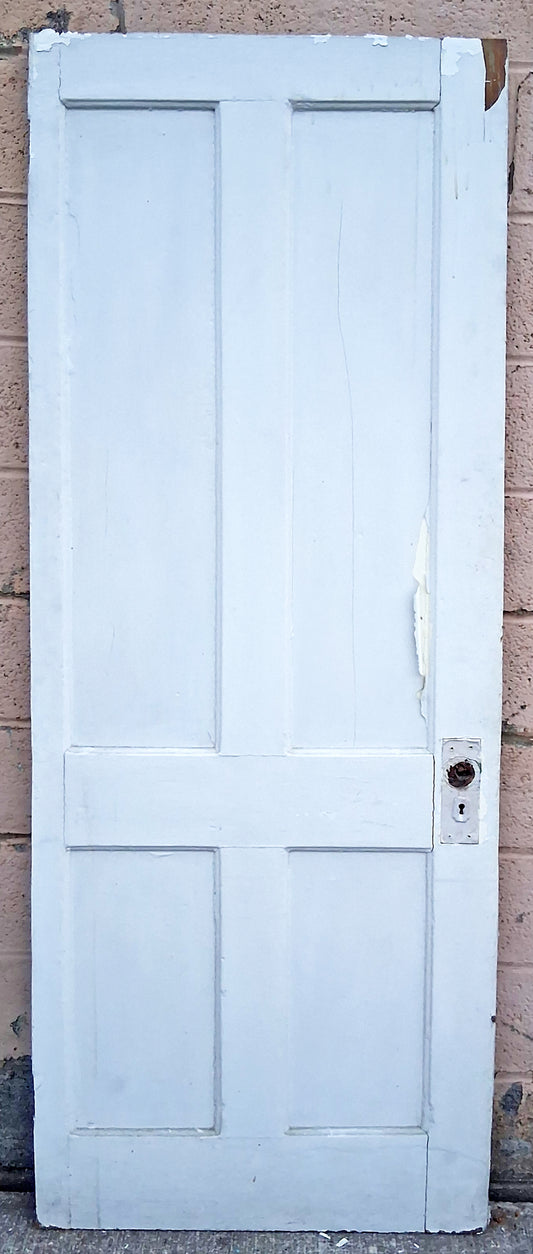 28"x76" Antique Vintage Old Reclaimed Salvaged Victorian SOLID Wood Wooden Interior Pantry Closet Door 4 Flat Panels