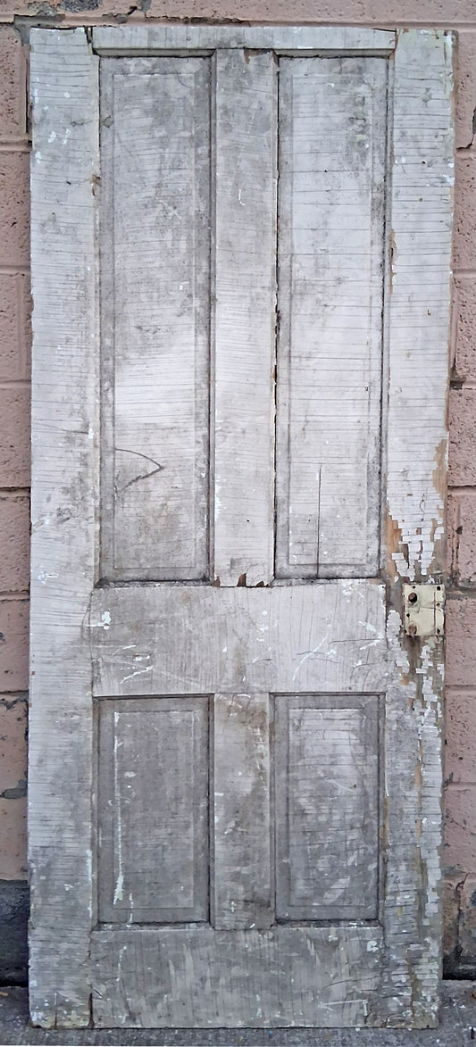 30"x74.5" Antique Vintage Old Reclaimed Salvaged Victorian SOLID Wood Wooden Interior Pantry Closet Door 4 Raised Panels