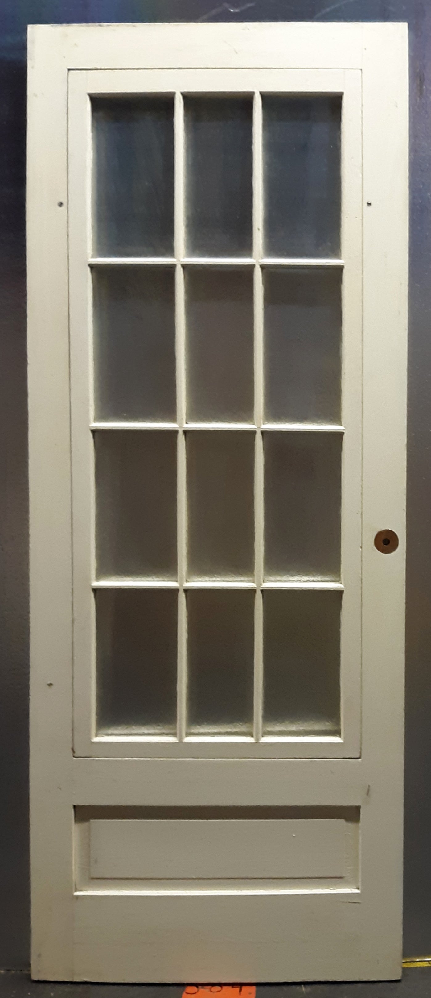 31"x80" Antique Vintage Old Reclaimed Salvaged Wood Wooden Storm Screen Exterior Door Window Wavy Glass