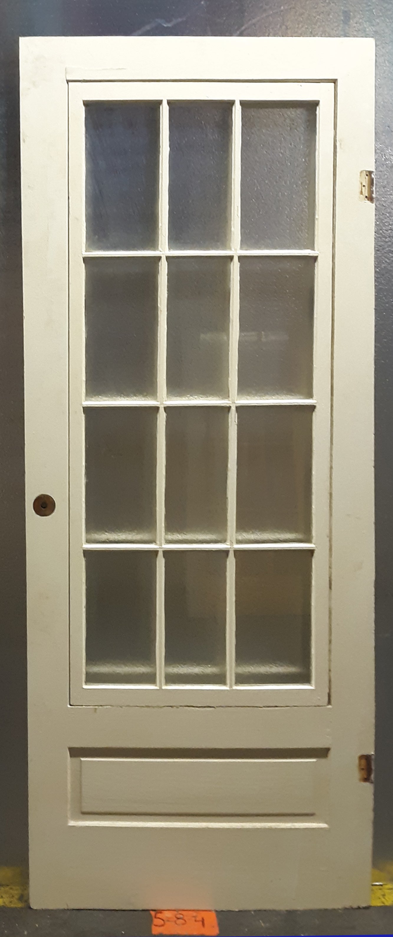 31"x80" Antique Vintage Old Reclaimed Salvaged Wood Wooden Storm Screen Exterior Door Window Wavy Glass