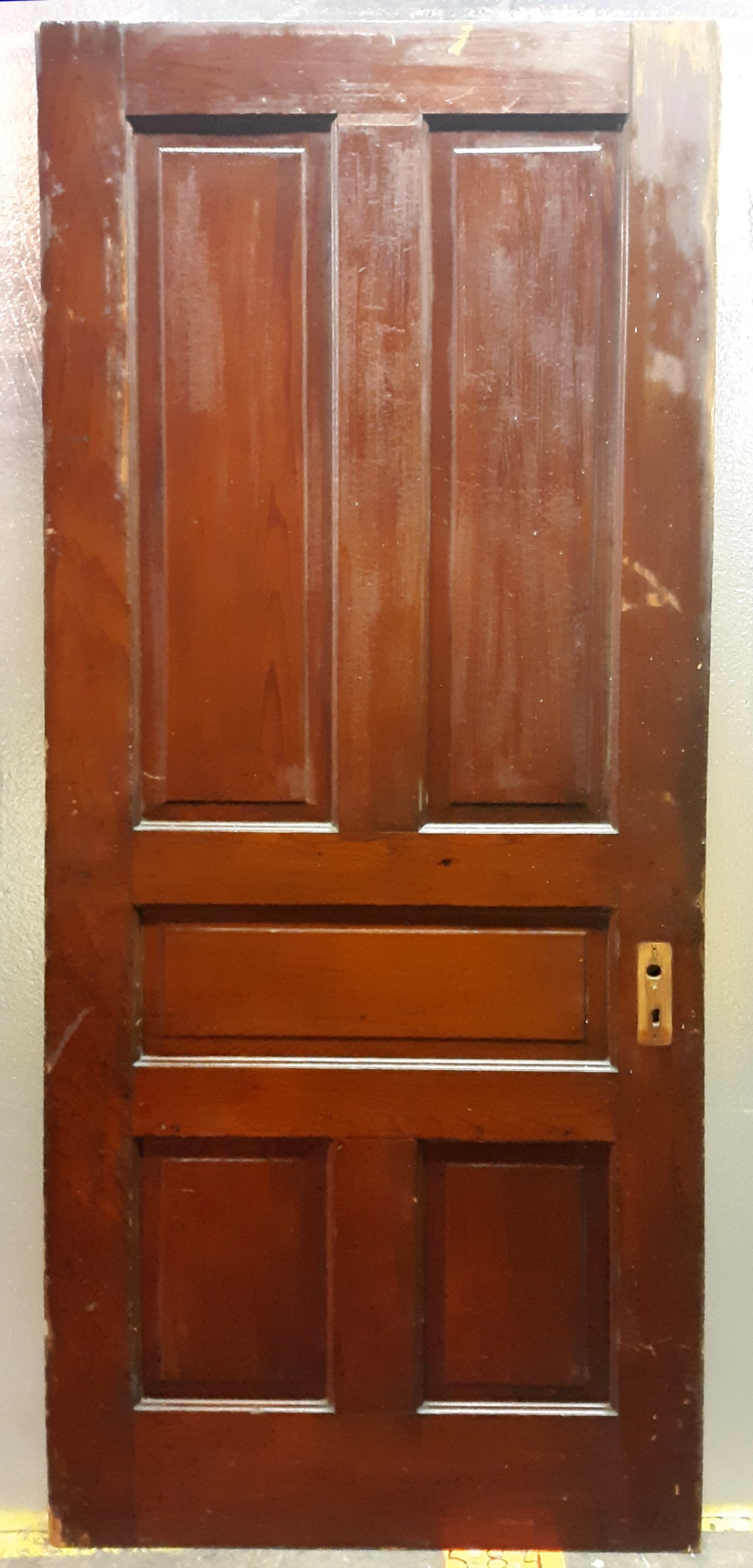 32"x79" Antique Vintage Old Reclaimed Salvaged Victorian Interior SOLID Wood Wooden Door 5 Panels