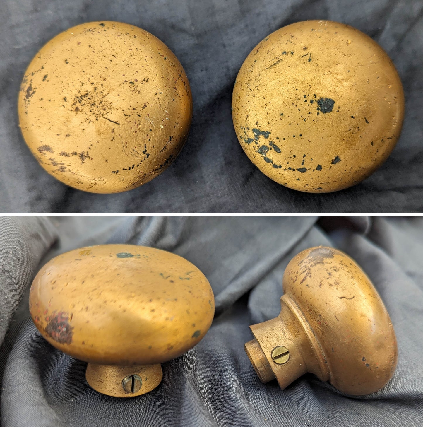Vintage Antique Old Salvaged Reclaimed "Sargent Exterior Entry Commercial grade Door Set Bronze Brass Knob Plate Lock Lockset 2 Keys
