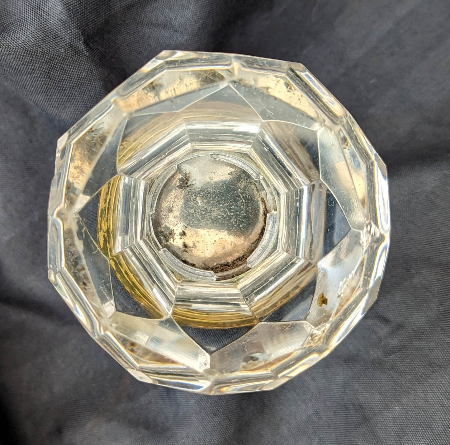 RARE Antique Vintage Old Victorian Octagonal Multi Faceted Glass Doorknob Door Knob Brass Base