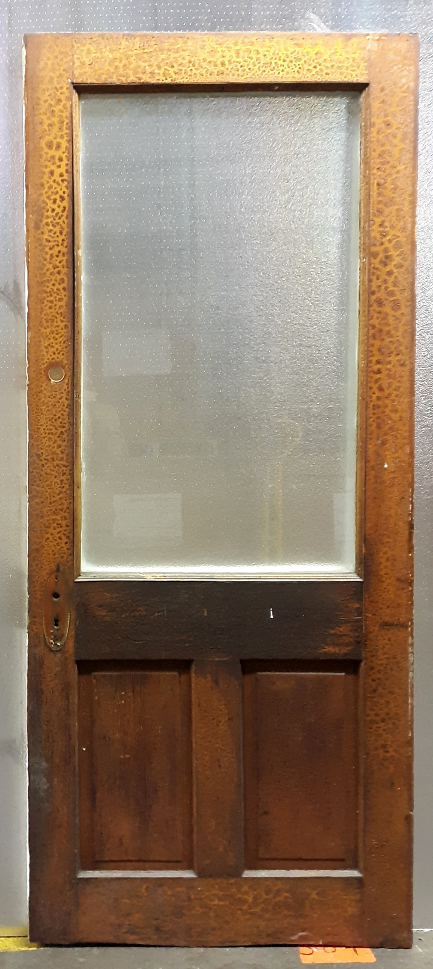 32"x78" Antique Vintage Old Reclaimed Salvaged SOLID Wood Wooden Entry Door Window Wavy Glass