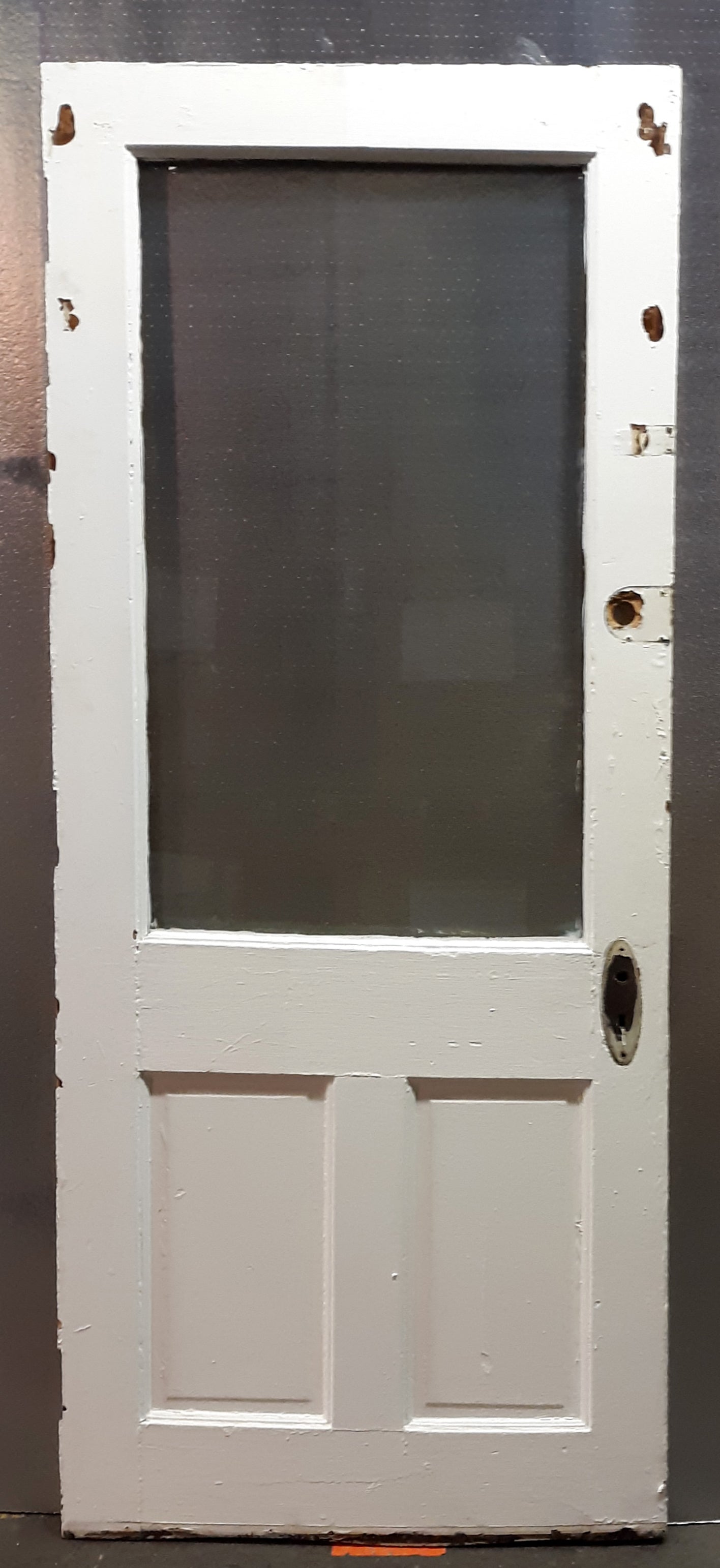 32"x78" Antique Vintage Old Reclaimed Salvaged SOLID Wood Wooden Entry Door Window Wavy Glass